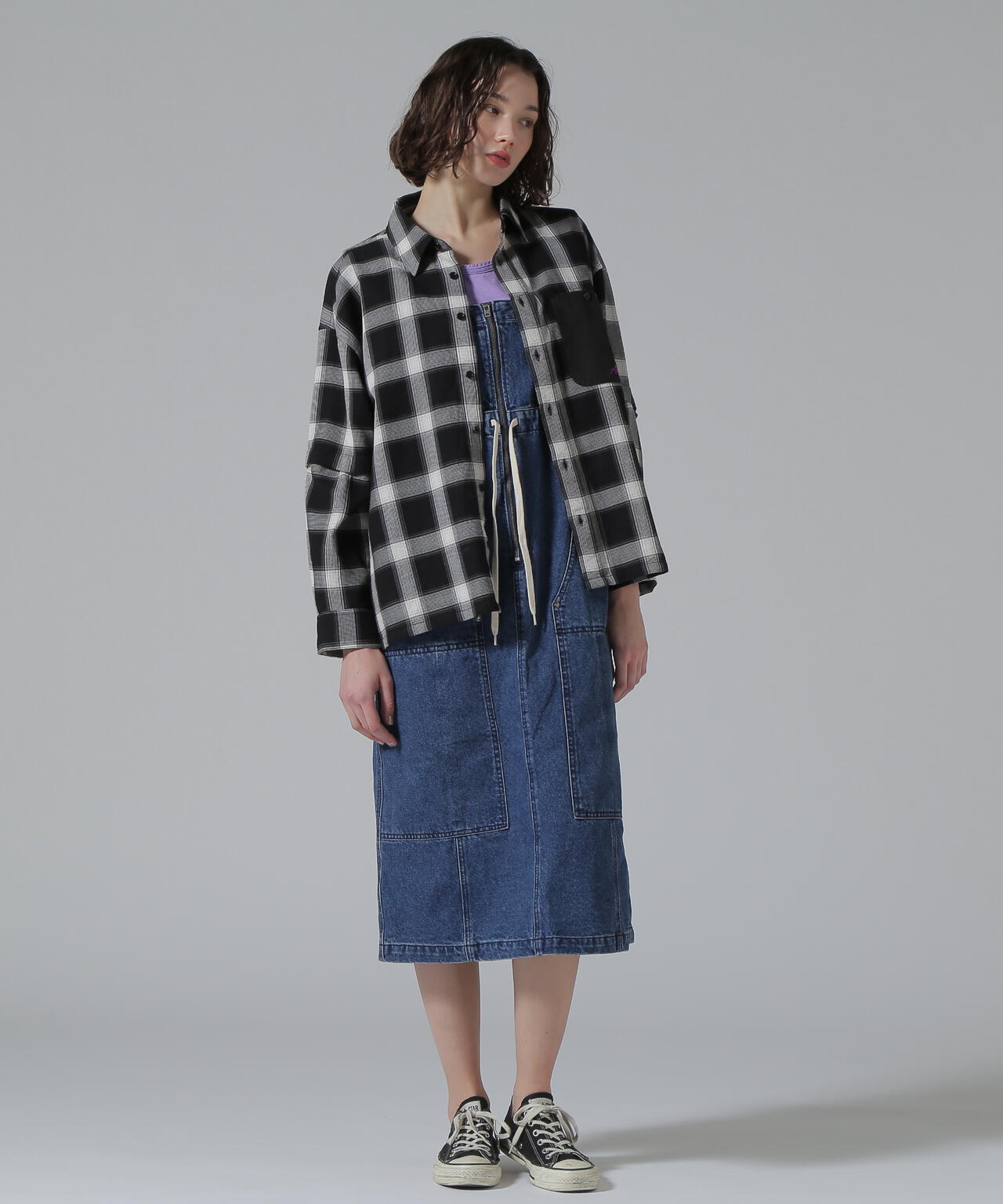 WAFFLE OMBRE CHECK DETACHABLE SHIRTS/ワッフルオンブレチェック デタッチャブルシャツ