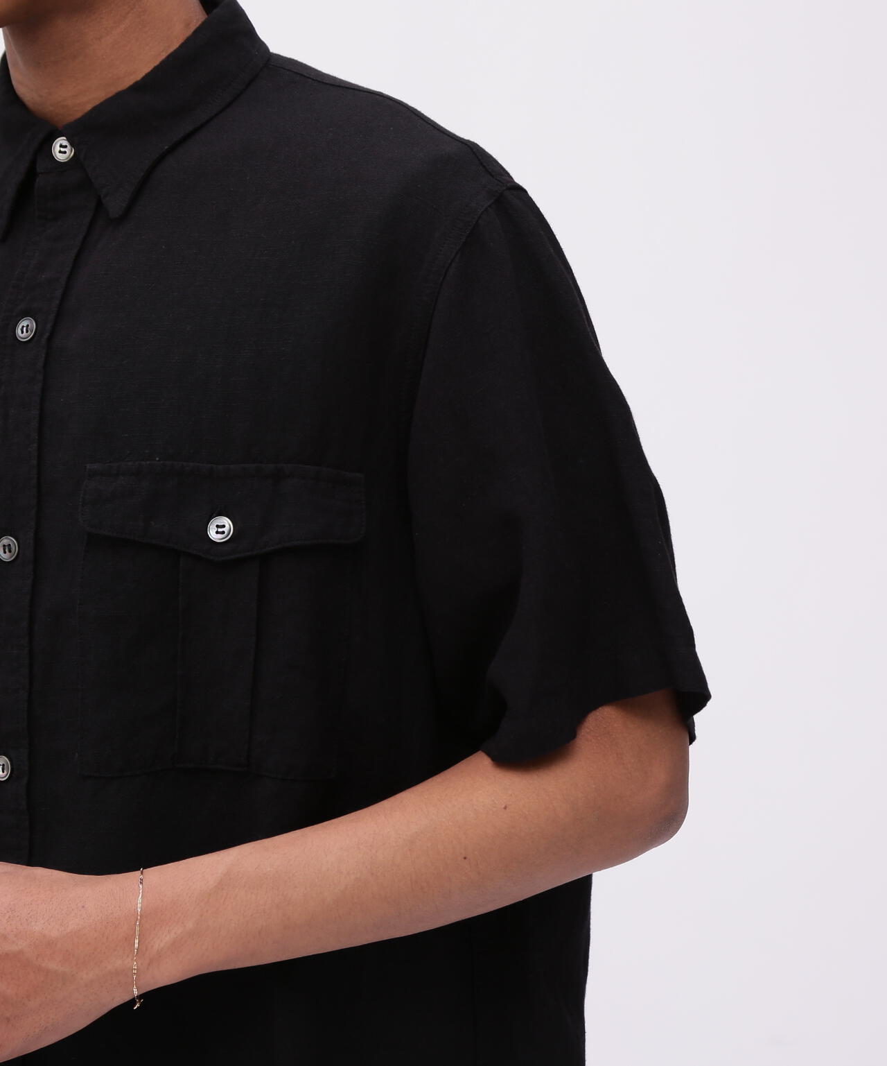 《TFQP by HANDROOM》UTILITY SHORTSLEEVE SHIRT FLAT BLACK / 半袖シャツ