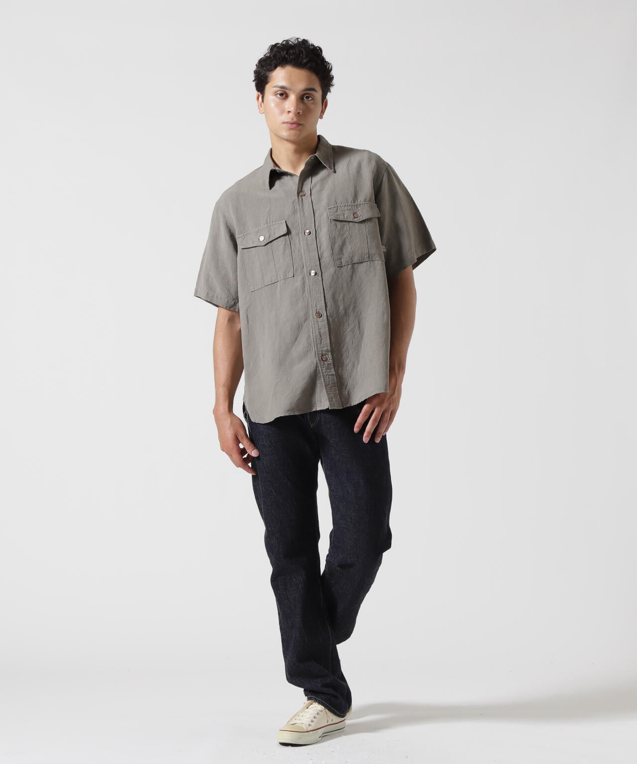 《TFQP by HANDROOM》UTILITY SHORTSLEEVE SHIRT FLAT BLACK / 半袖シャツ