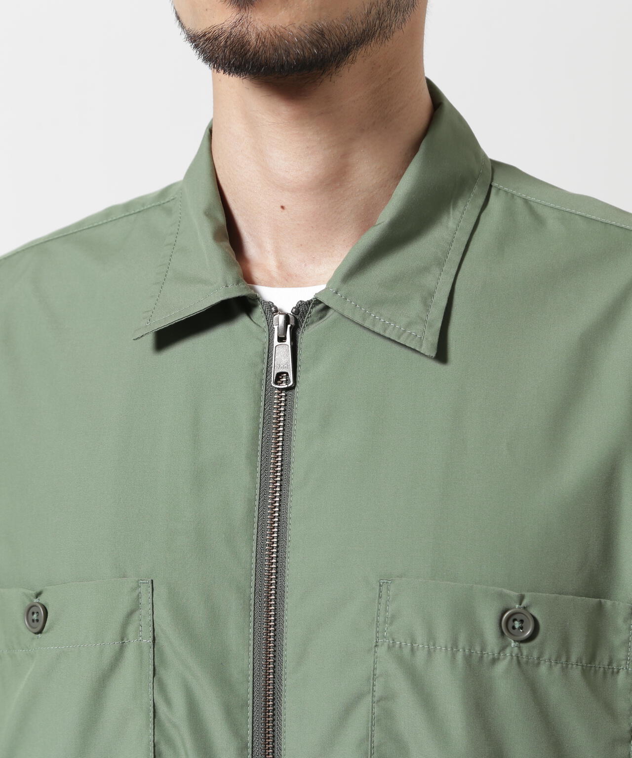 《WEB&DEPOT限定》ZIP UP WORK SHIRT "25" / ジップアップ ワーク半袖シャツ / AVIREX