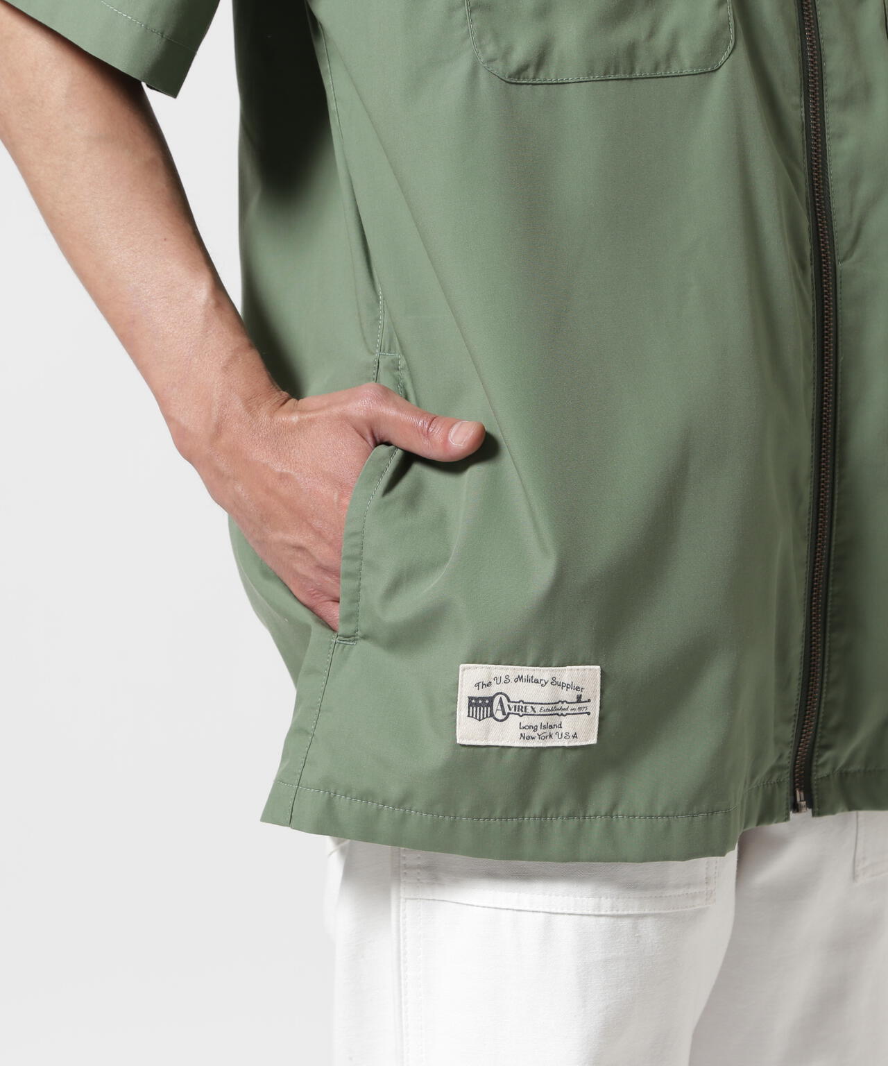 《WEB&DEPOT限定》ZIP UP WORK SHIRT "25" / ジップアップ ワーク半袖シャツ / AVIREX