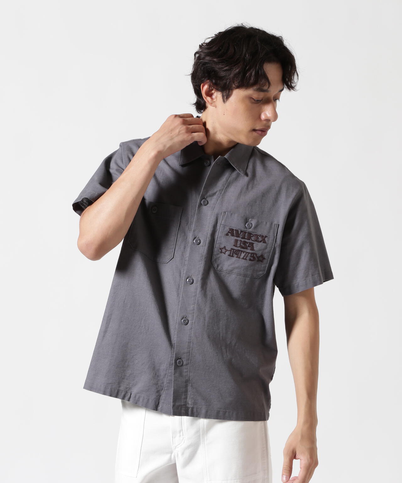 《WEB&DEPOT限定》COTTON LINEN SHIRT "BLUE ANGELS" / コットンリネンシャツ ブルーエンジェルス