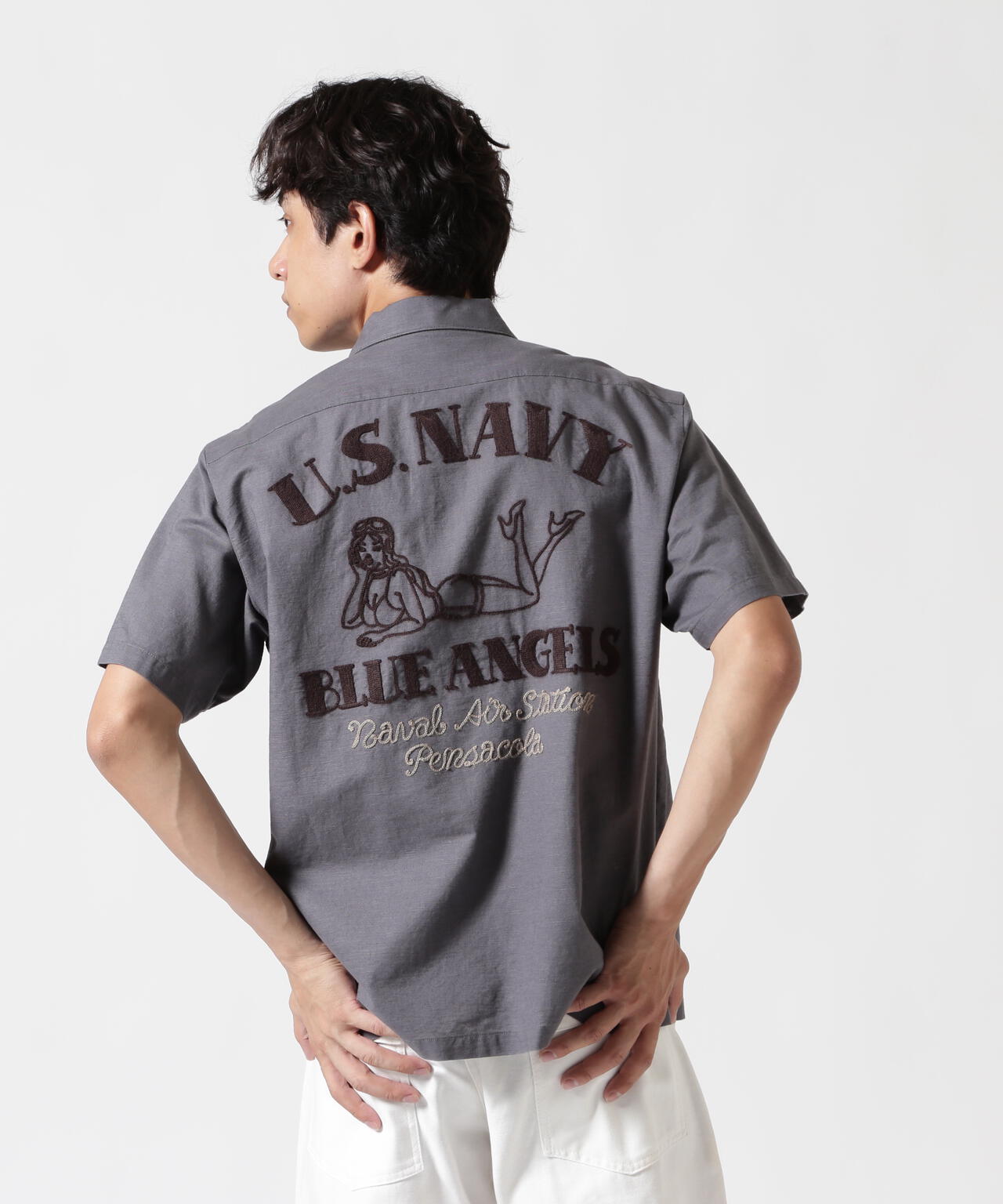 《WEB&DEPOT限定》COTTON LINEN SHIRT "BLUE ANGELS" / コットンリネンシャツ ブルーエンジェルス
