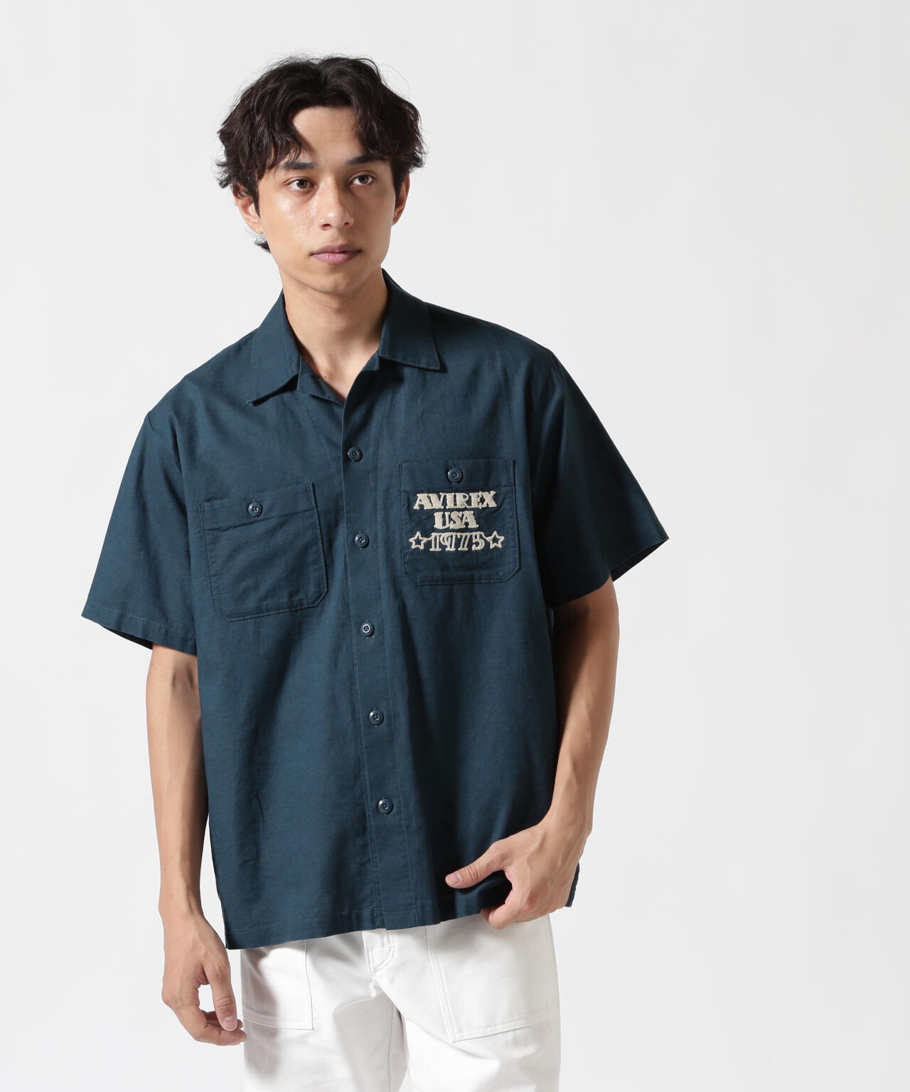 《WEB&DEPOT限定》COTTON LINEN SHIRT "BLUE ANGELS" / コットンリネンシャツ ブルーエンジェルス