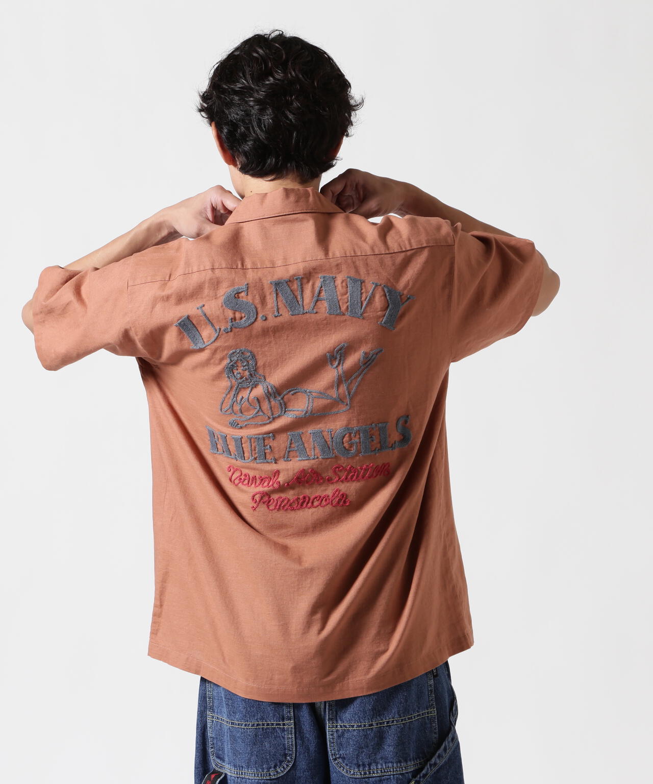 《WEB&DEPOT限定》COTTON LINEN SHIRT "BLUE ANGELS" / コットンリネンシャツ ブルーエンジェルス