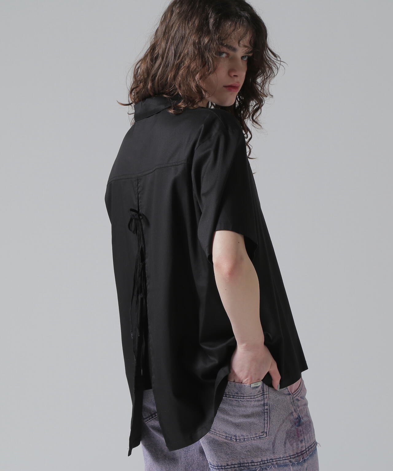 《直営店限定》WOMEN'S BACK RIBBON TENCEL SHIRTS/バックリボン テンセルシャツ