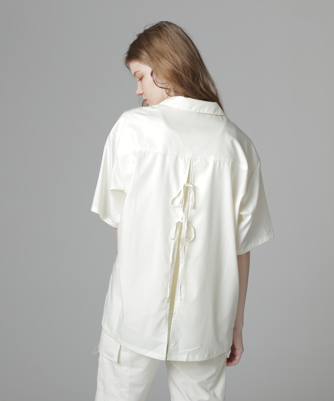 《直営店限定》WOMEN'S BACK RIBBON TENCEL SHIRTS/バックリボン テンセルシャツ