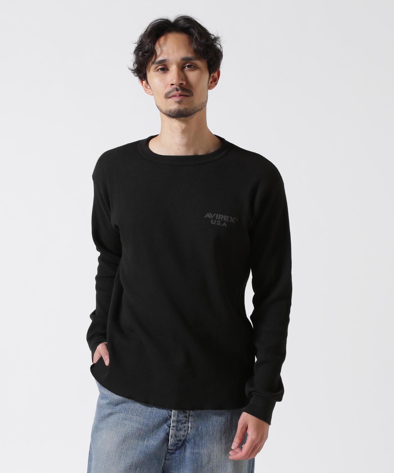 MINI WAFFLE T-SHIRT / ミニワッフル 長袖Tシャツ / AVIREX / アヴィレックス