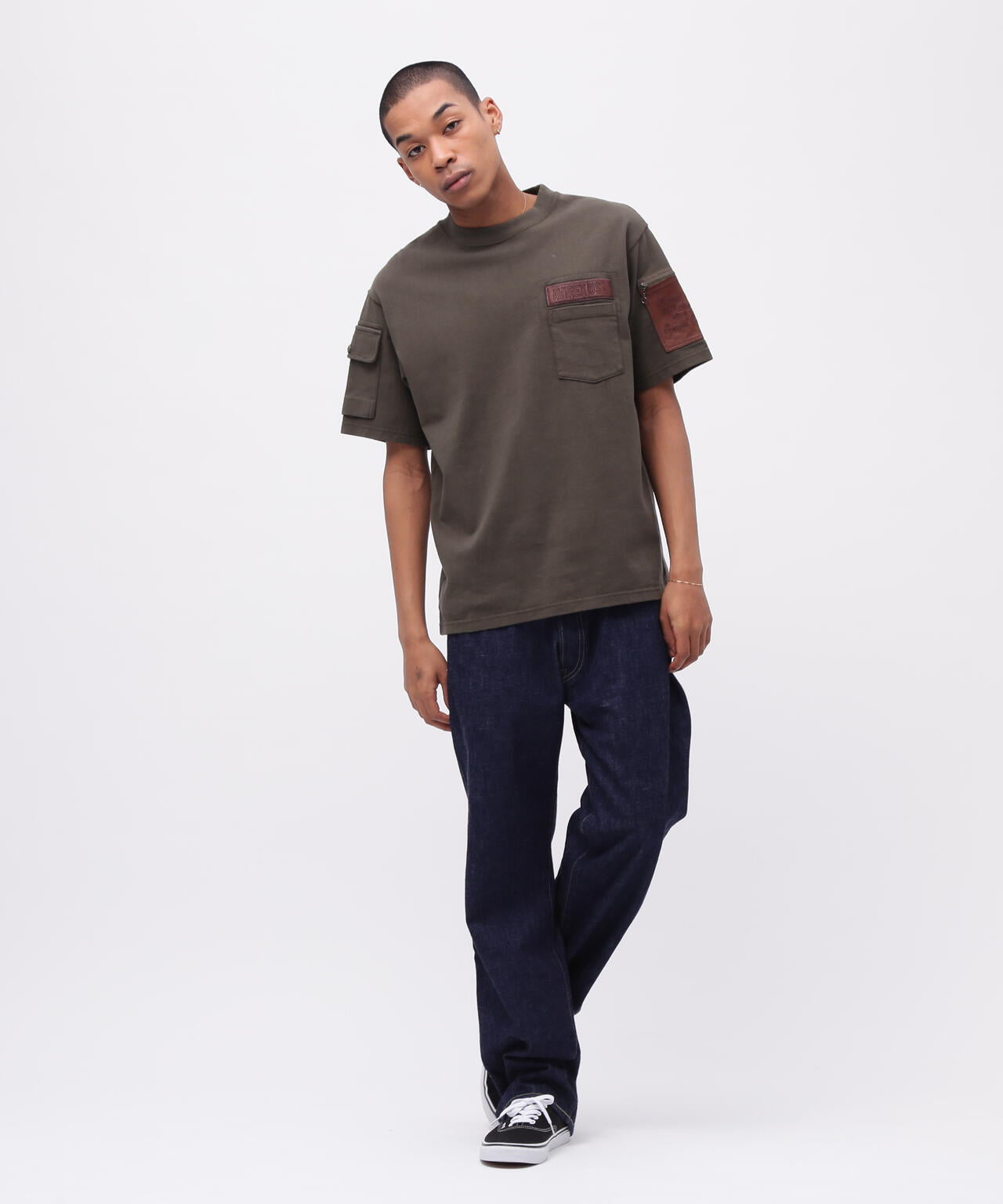 《50th Anniversary》LEATHER PATCHED FATIGUE T-SHIRT / レザー パッチド ファティーグ 半袖