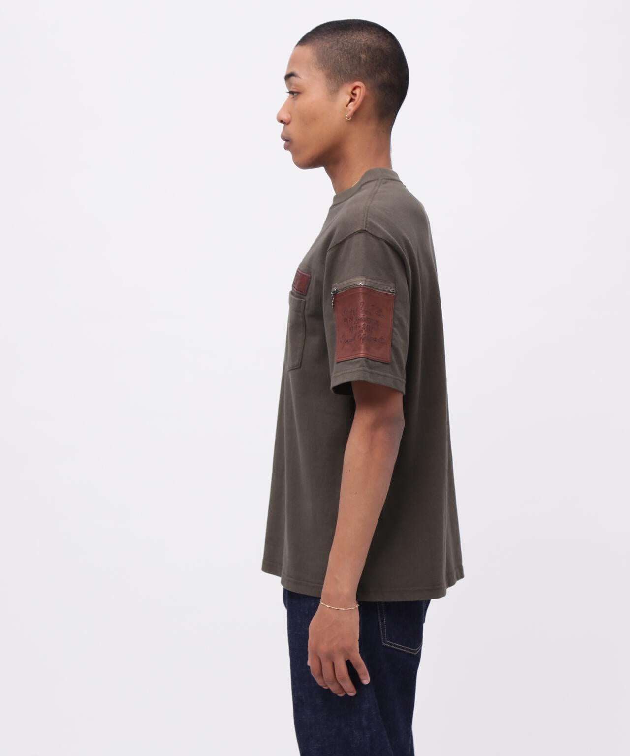 《50th Anniversary》LEATHER PATCHED FATIGUE T-SHIRT / レザー パッチド ファティーグ 半袖