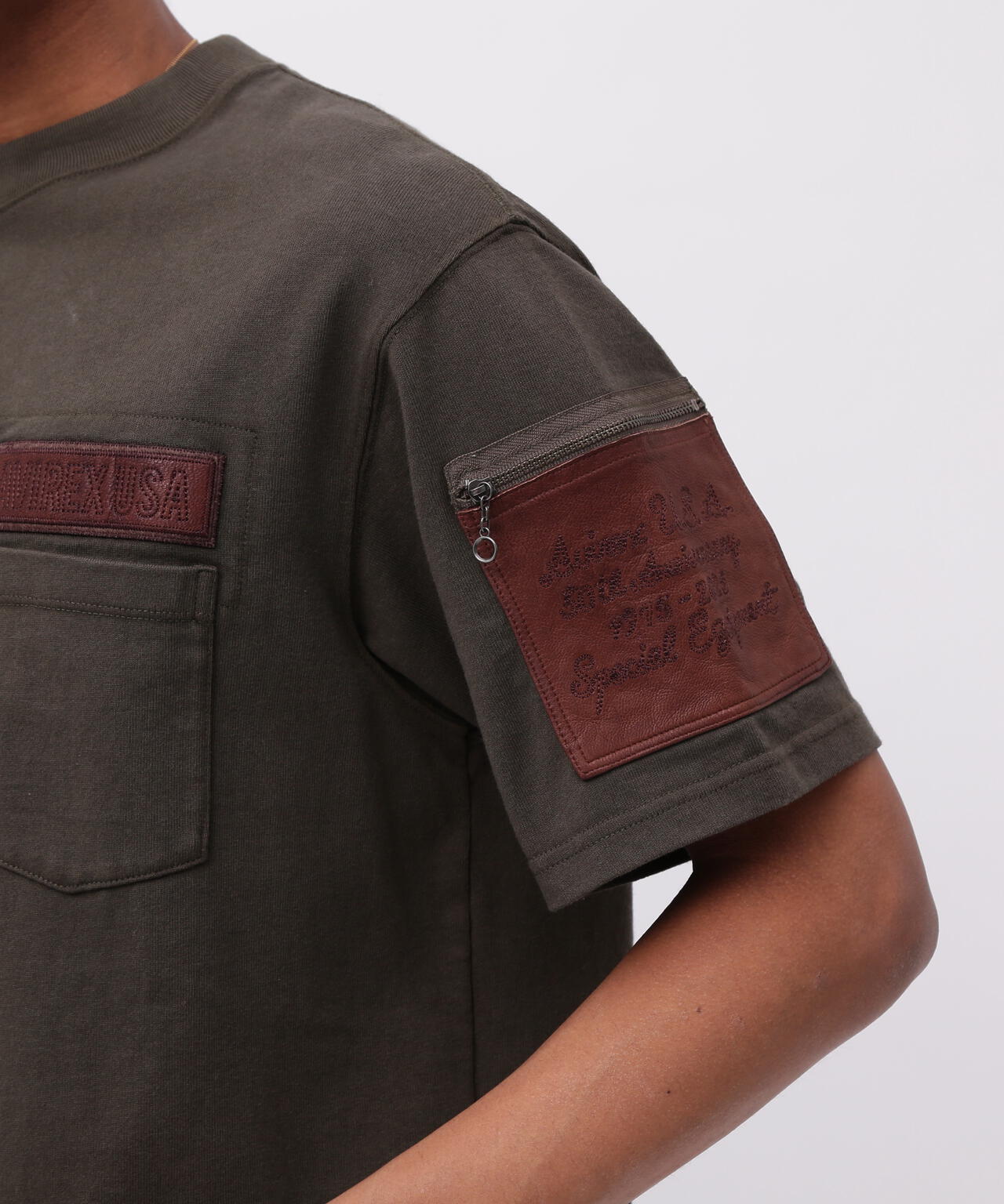 《50th Anniversary》LEATHER PATCHED FATIGUE T-SHIRT / レザー パッチド ファティーグ 半袖