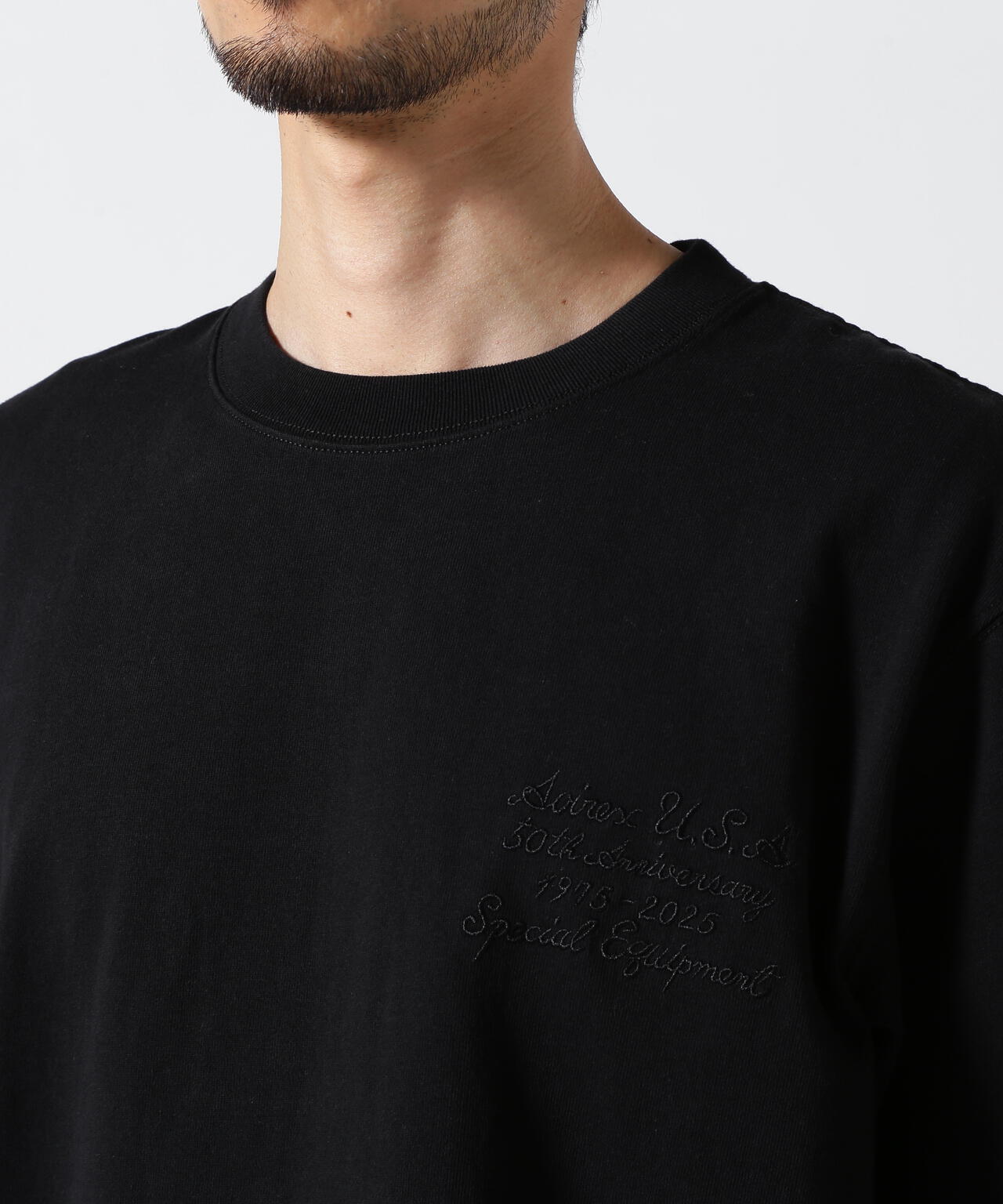 《50th Anniversary》LEATHER PATCHED VARSITY T-SHIRT / レザー パッチド バーシティ 半袖T