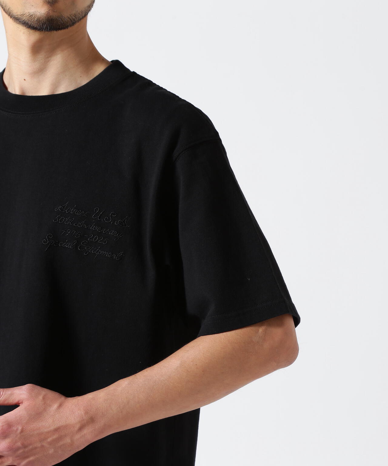 《50th Anniversary》LEATHER PATCHED VARSITY T-SHIRT / レザー パッチド バーシティ 半袖T