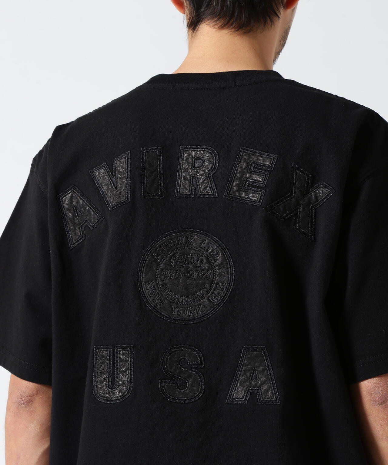 《50th Anniversary》LEATHER PATCHED VARSITY T-SHIRT / レザー パッチド バーシティ 半袖T