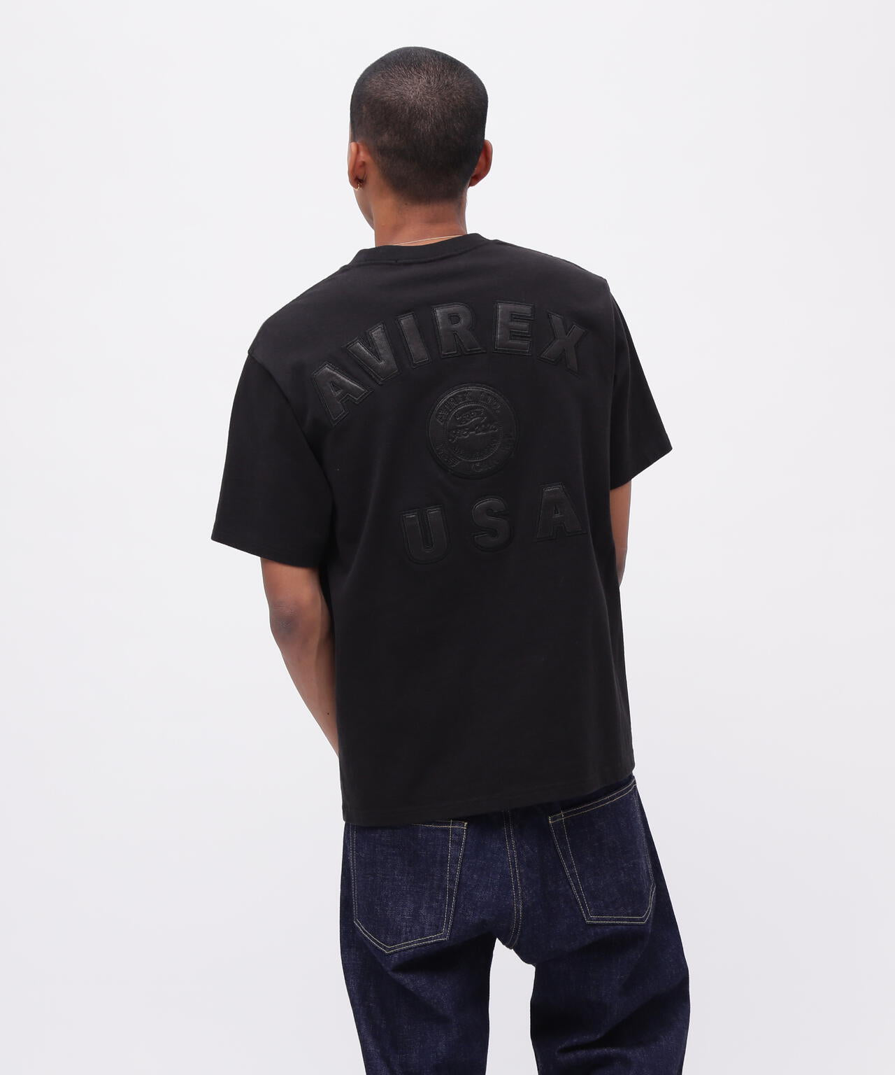 《50th Anniversary》LEATHER PATCHED VARSITY T-SHIRT / レザー パッチド バーシティ 半袖T