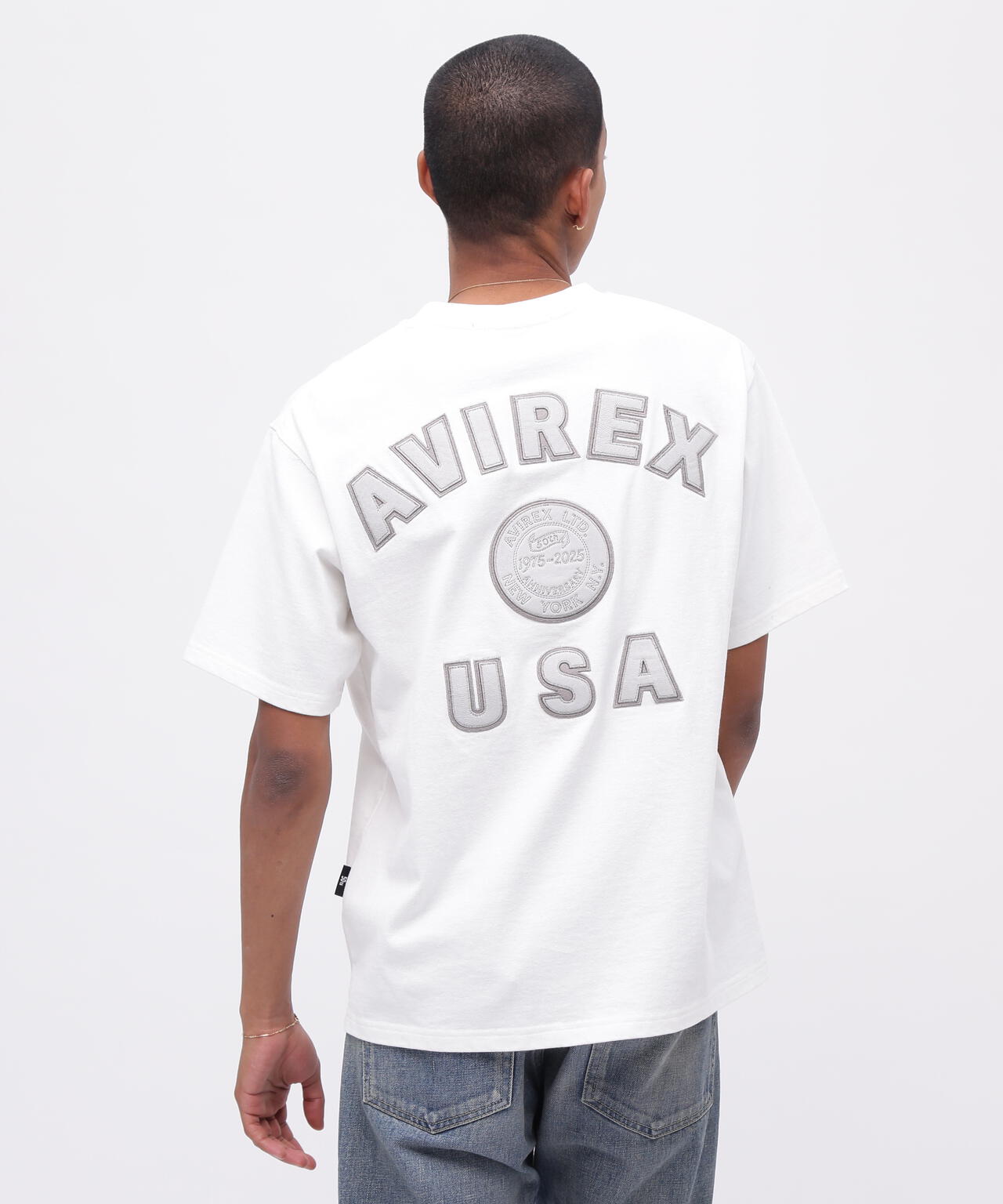 《50th Anniversary》LEATHER PATCHED VARSITY T-SHIRT / レザー パッチド バーシティ 半袖T