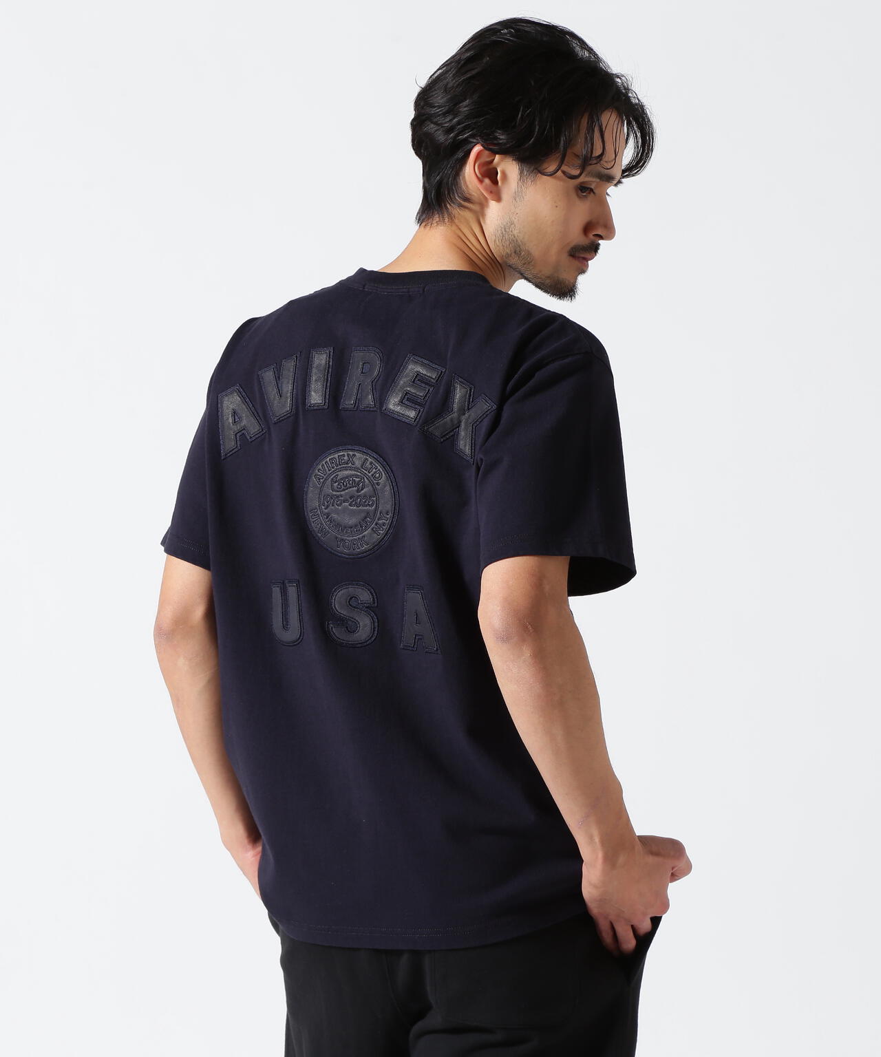 《50th Anniversary》LEATHER PATCHED VARSITY T-SHIRT / レザー パッチド バーシティ 半袖T