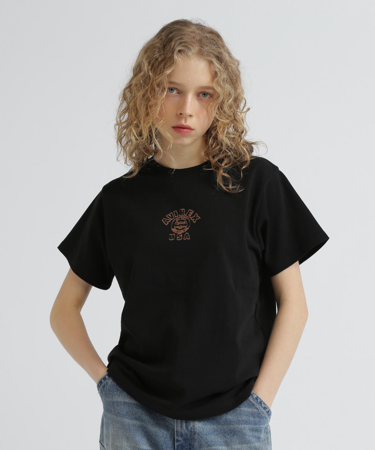 《WEB&DEPOT限定》ONE POINT EMB T-SHIRT"VARSITY LOGO" / ワンポイントロゴ 刺繍 半袖Tシャツ