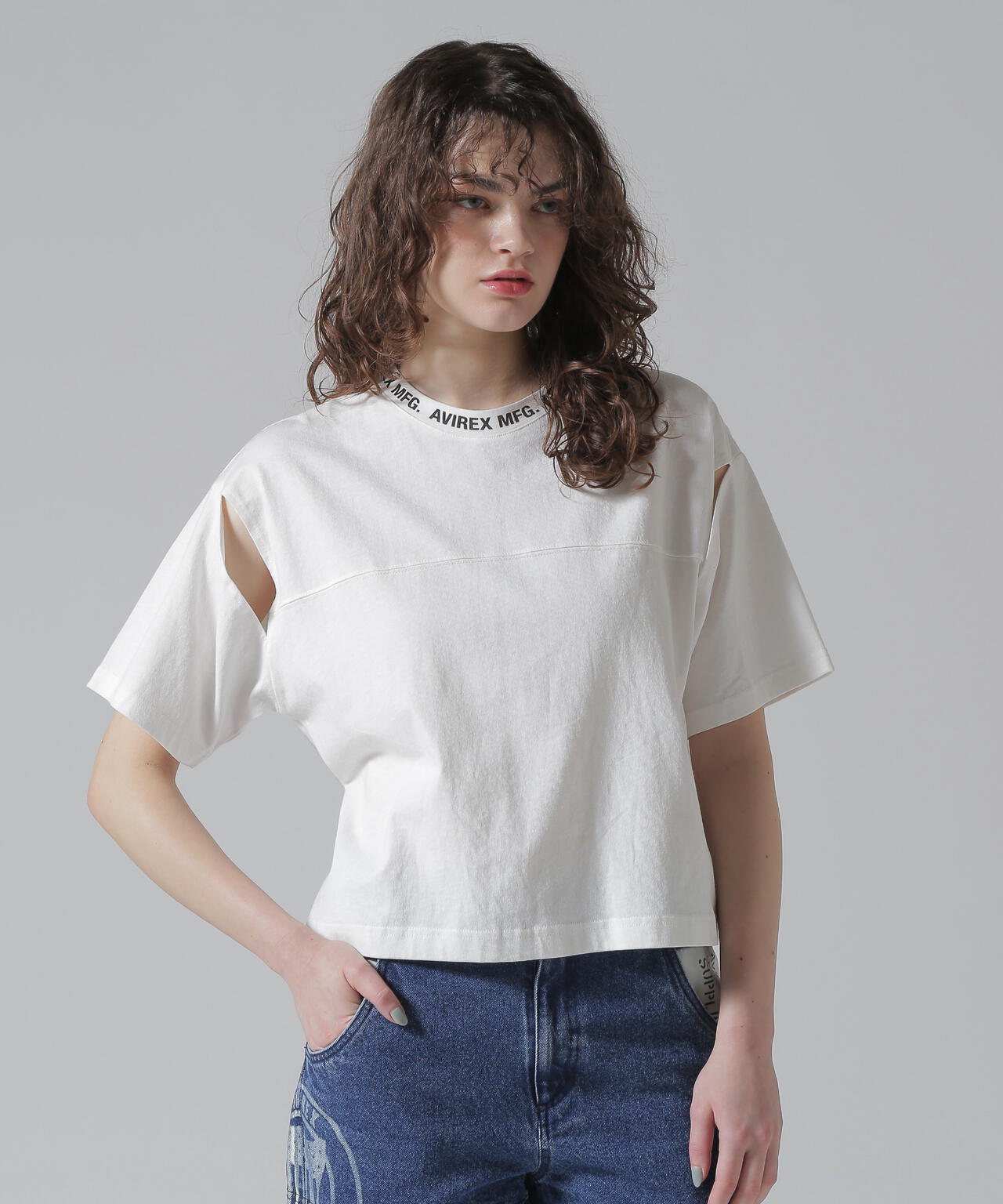 《WOMEN'S》OPEN COLLAR PRINT T-SHIRT/オープンカラープリントTシャツ