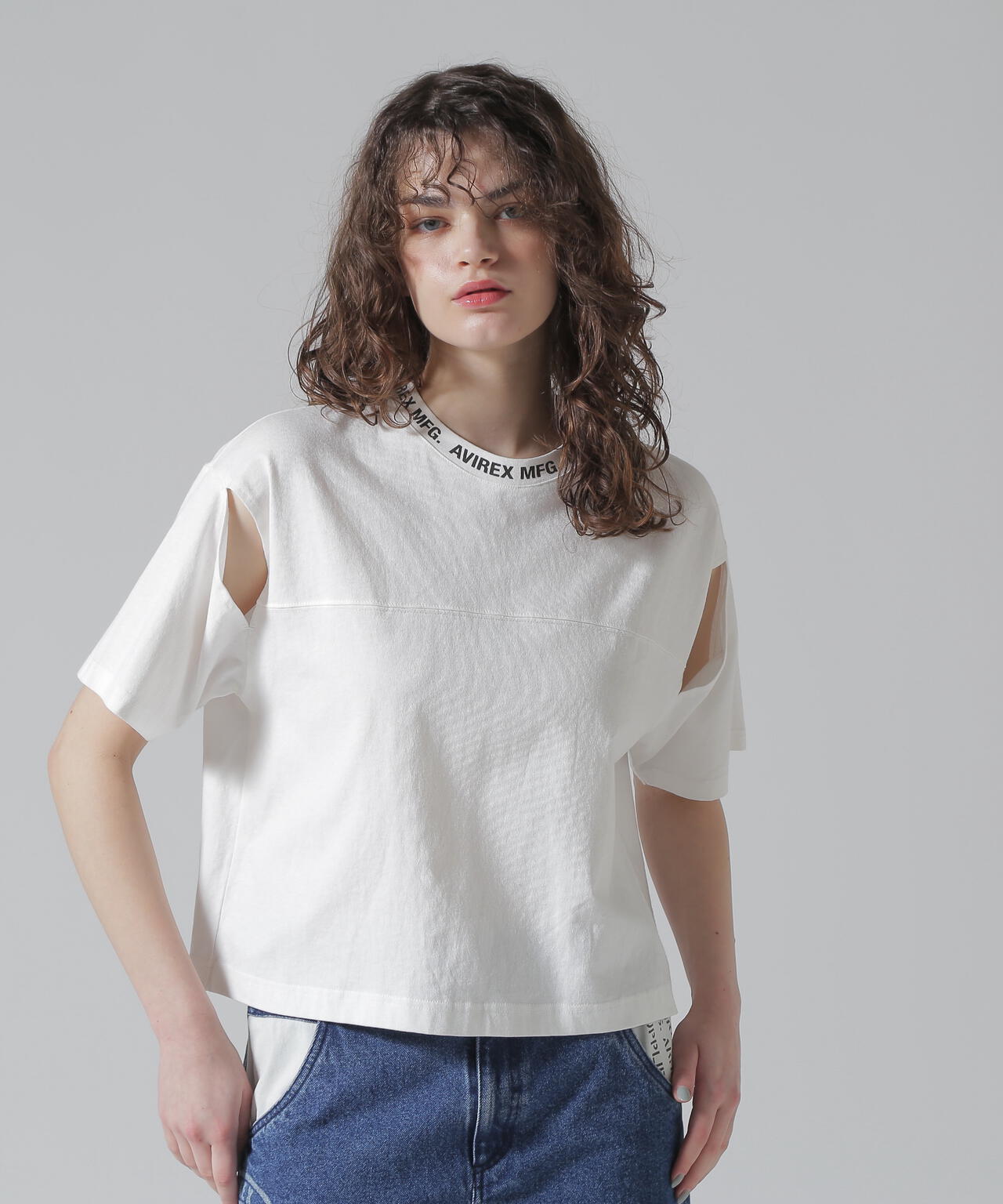 《WOMEN'S》OPEN COLLAR PRINT T-SHIRT/オープンカラープリントTシャツ