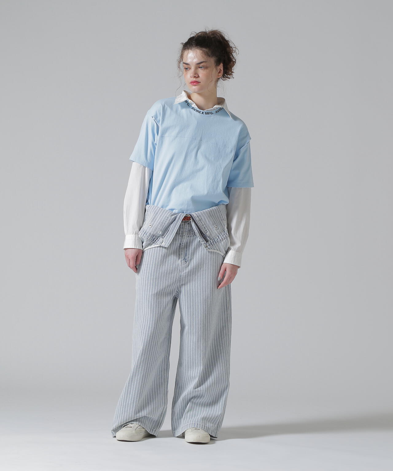 《WOMEN'S》OPEN COLLAR PRINT T-SHIRT/オープンカラープリントTシャツ