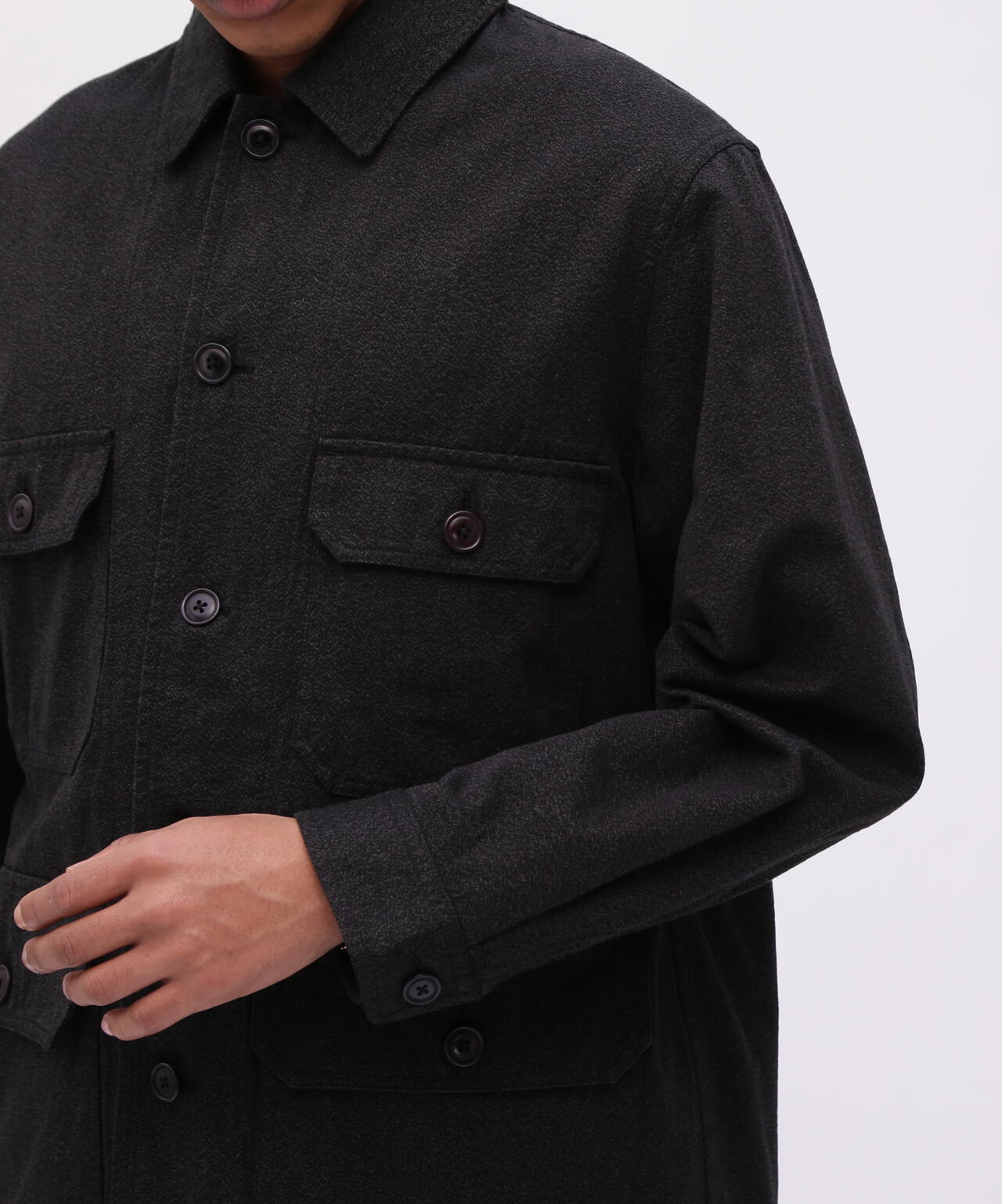 《TFQP by HANDROOM》BLACK CHAMBRAY JACKET "A-1[B]" / シャンブレージャケット