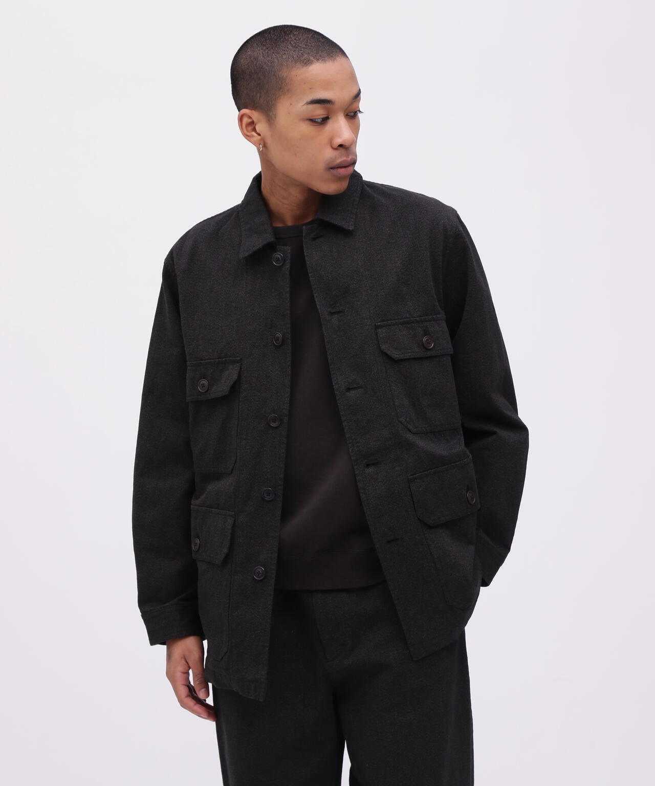 《TFQP by HANDROOM》BLACK CHAMBRAY JACKET "A-1[B]" / シャンブレージャケット