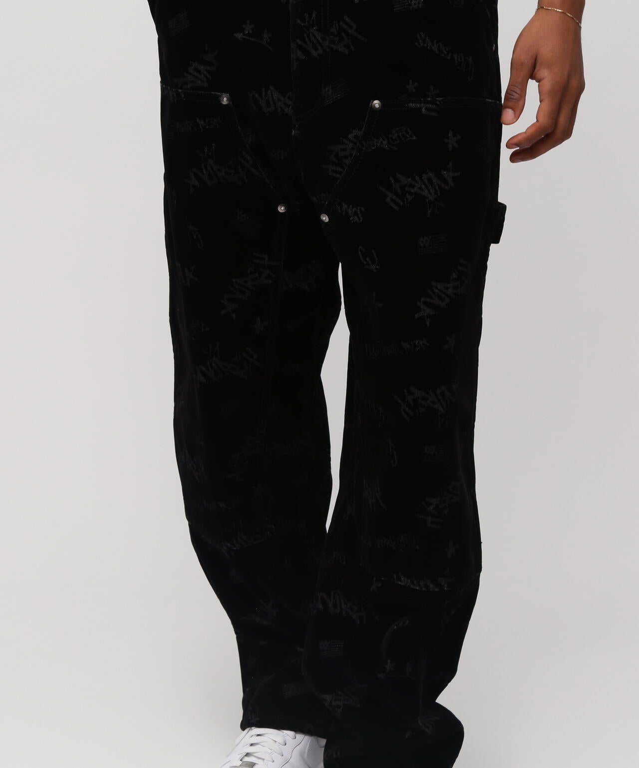 FLOCKING DOUBLE KNEE PAINTER DENIMPANTS