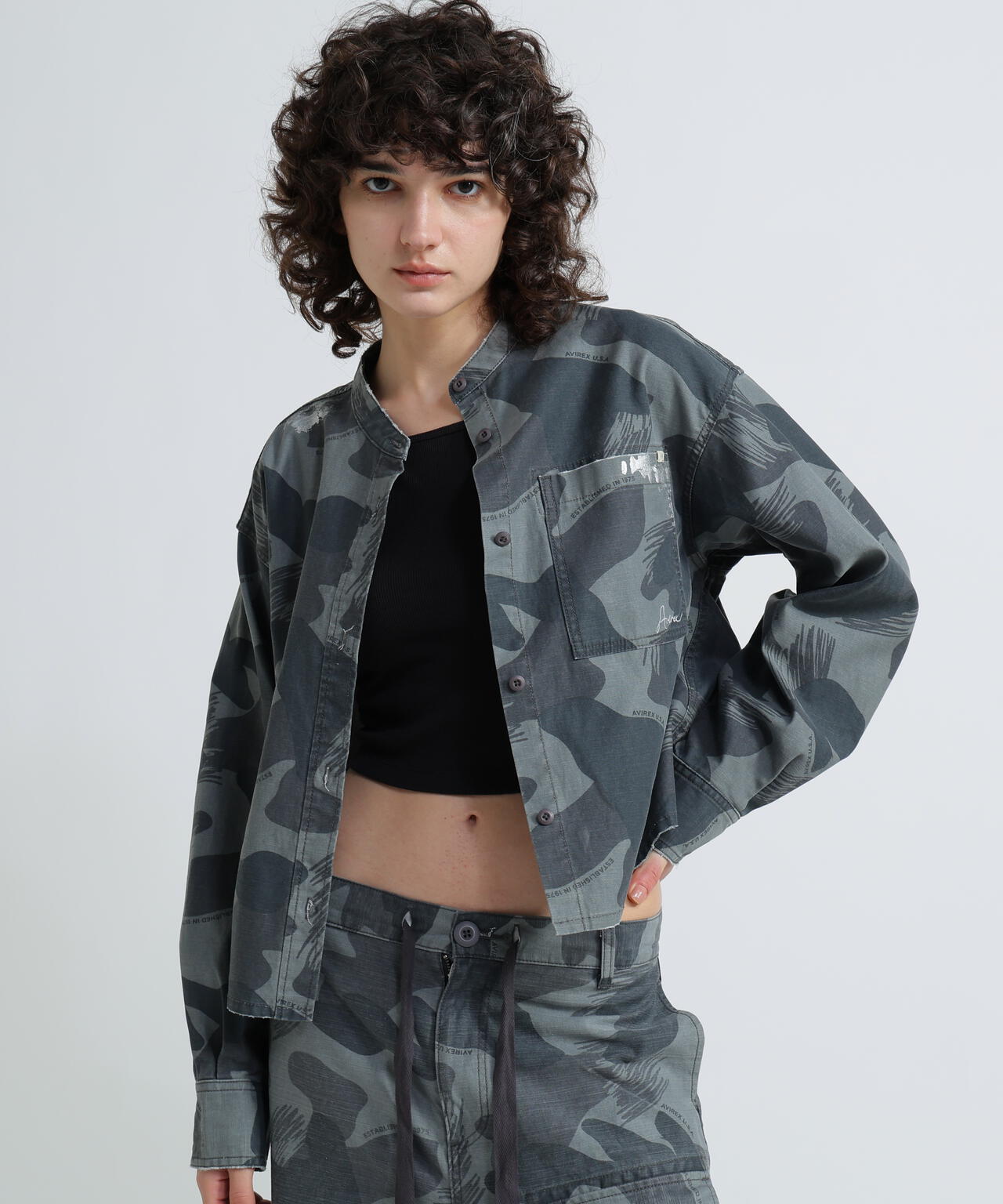 《WOMAN》CAMOUFLAGE SHORT SHIRTS/カモフラージュショートシャツ
