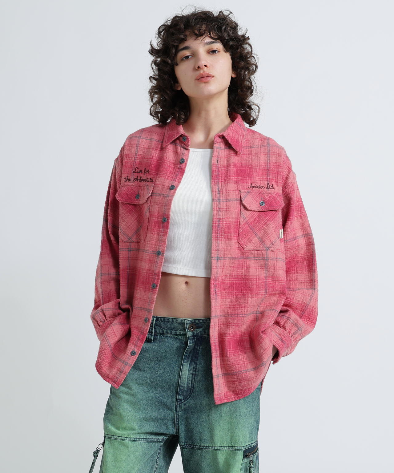 《WOMAN》EMBROIDERY CHECK SHIRT/刺繍チェックシャツ