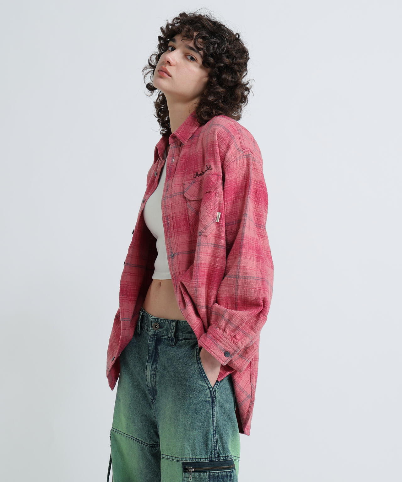 《WOMAN》EMBROIDERY CHECK SHIRT/刺繍チェックシャツ