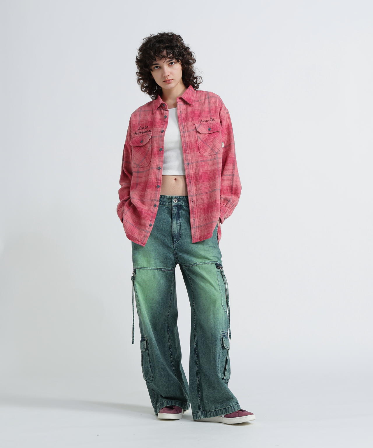 《WOMAN》EMBROIDERY CHECK SHIRT/刺繍チェックシャツ
