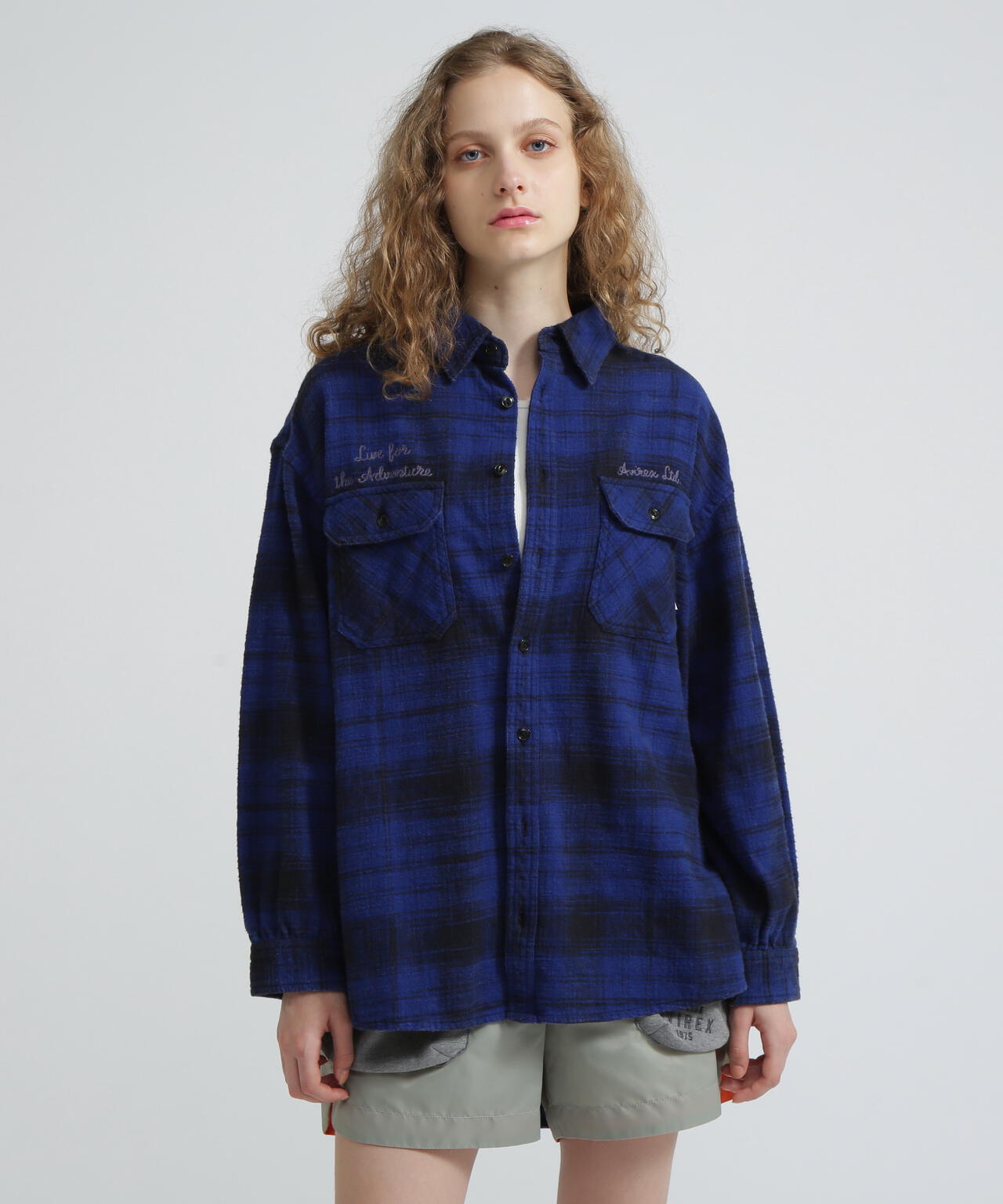 《WOMAN》EMBROIDERY CHECK SHIRT/刺繍チェックシャツ