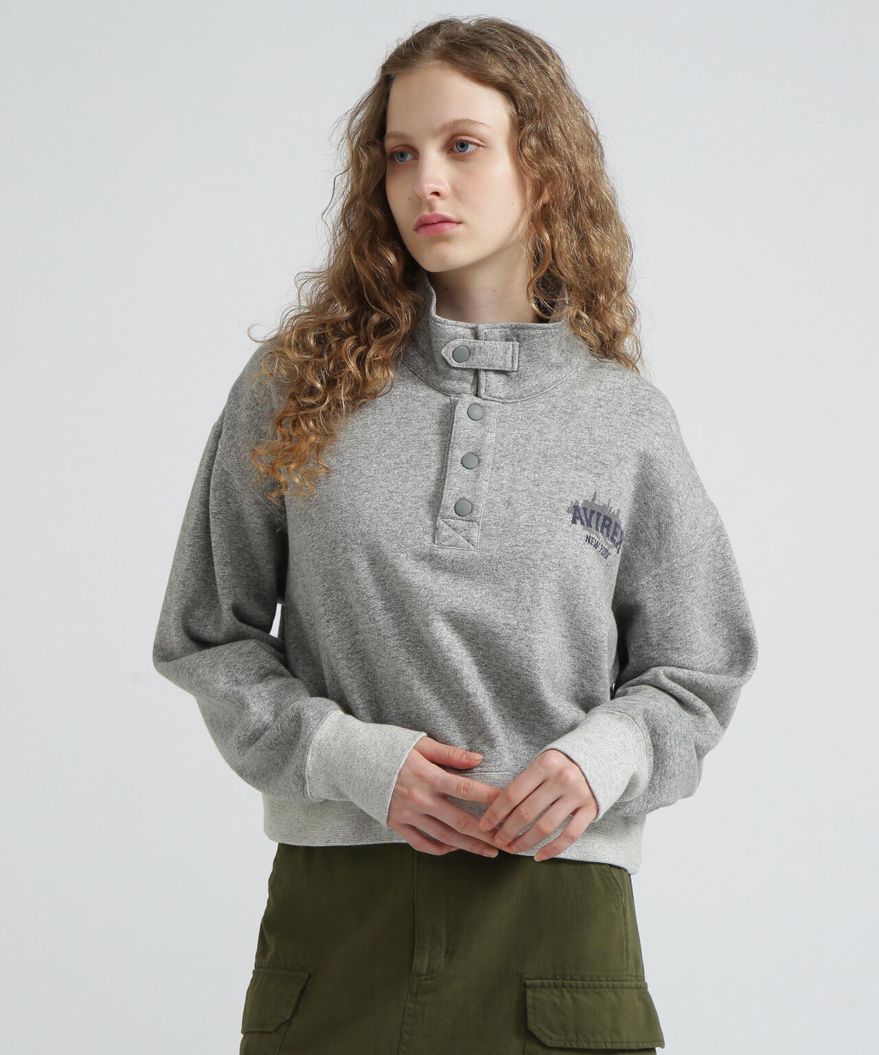 《WOMAN》HALF BUTTON VINTAGE SWEAT