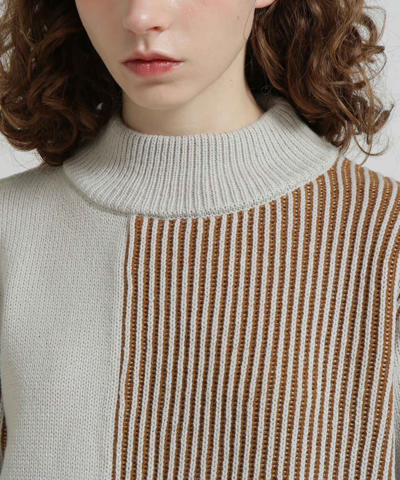 《直営店限定》MELANGE SWITCHING KINT PULLOVER/メランジニット