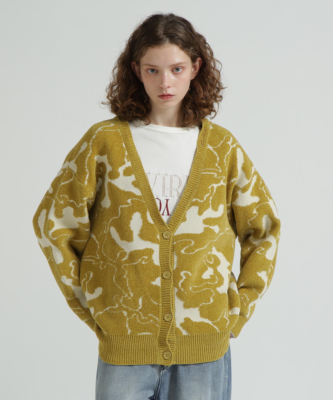 《直営店限定》BOUCLE CAMO KINT CARDIGAN