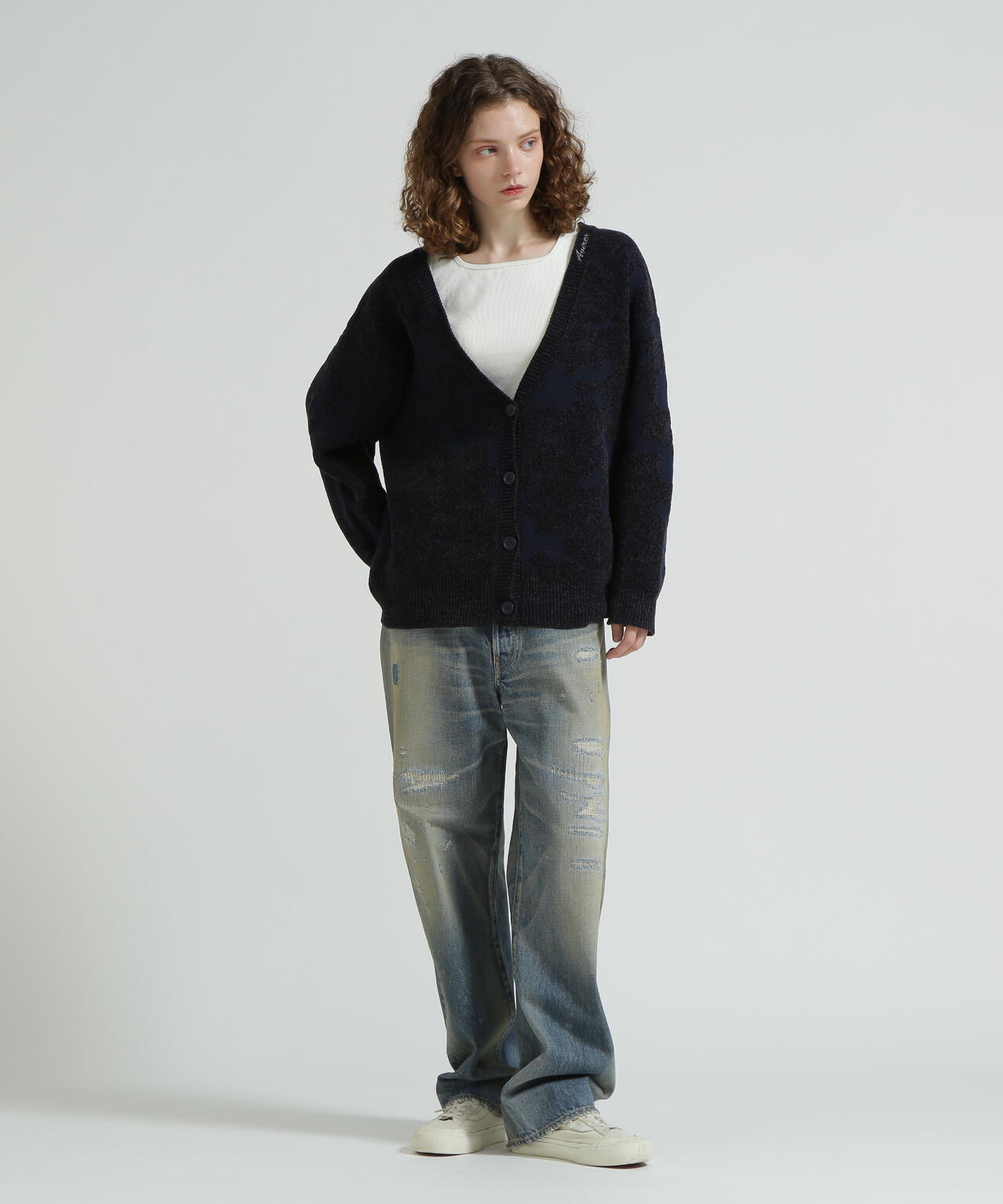 《直営店限定》BOUCLE CAMO KINT CARDIGAN