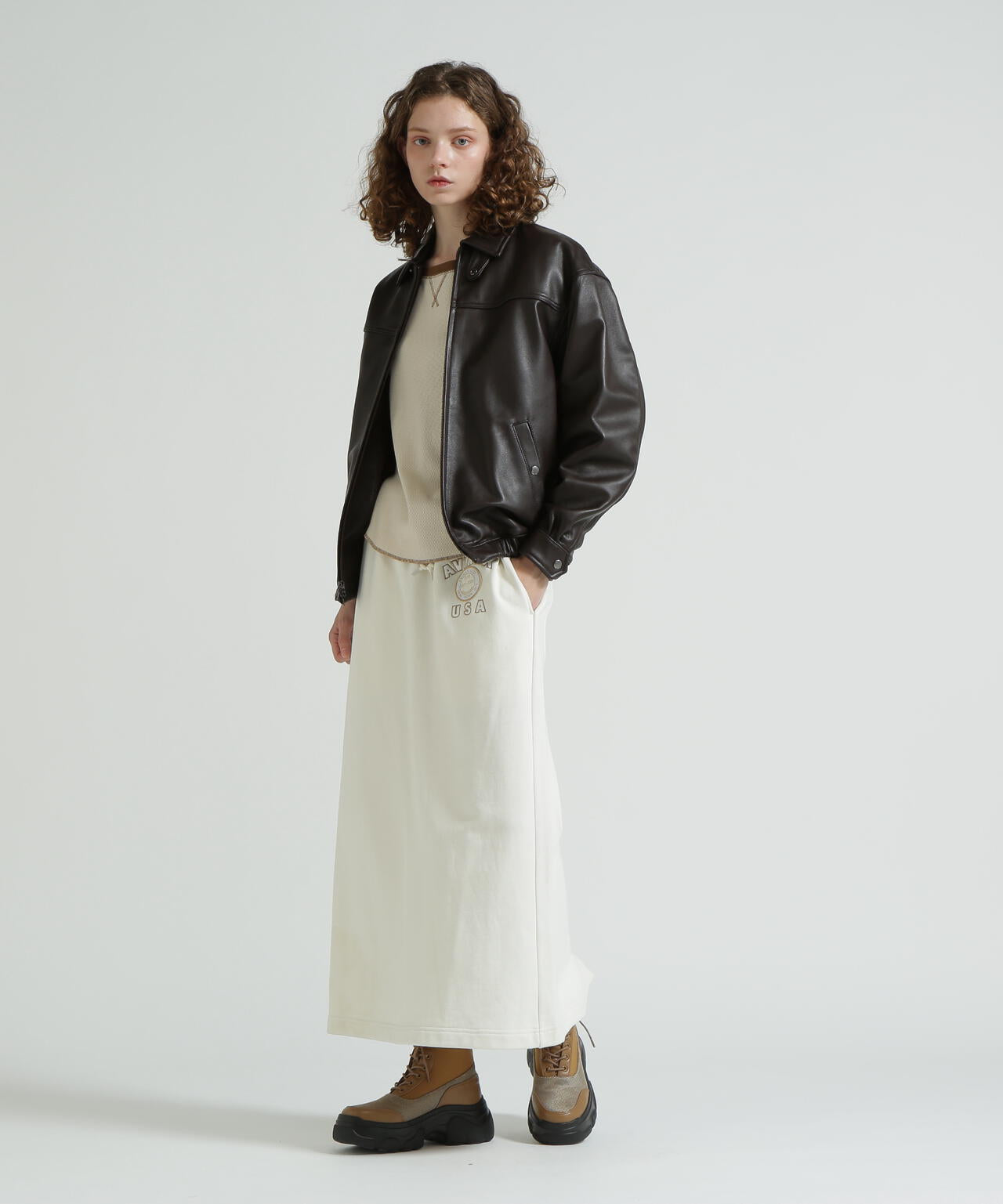 《WOMAN》GOAT VEGE SWING TOP/LEATHER JACKET