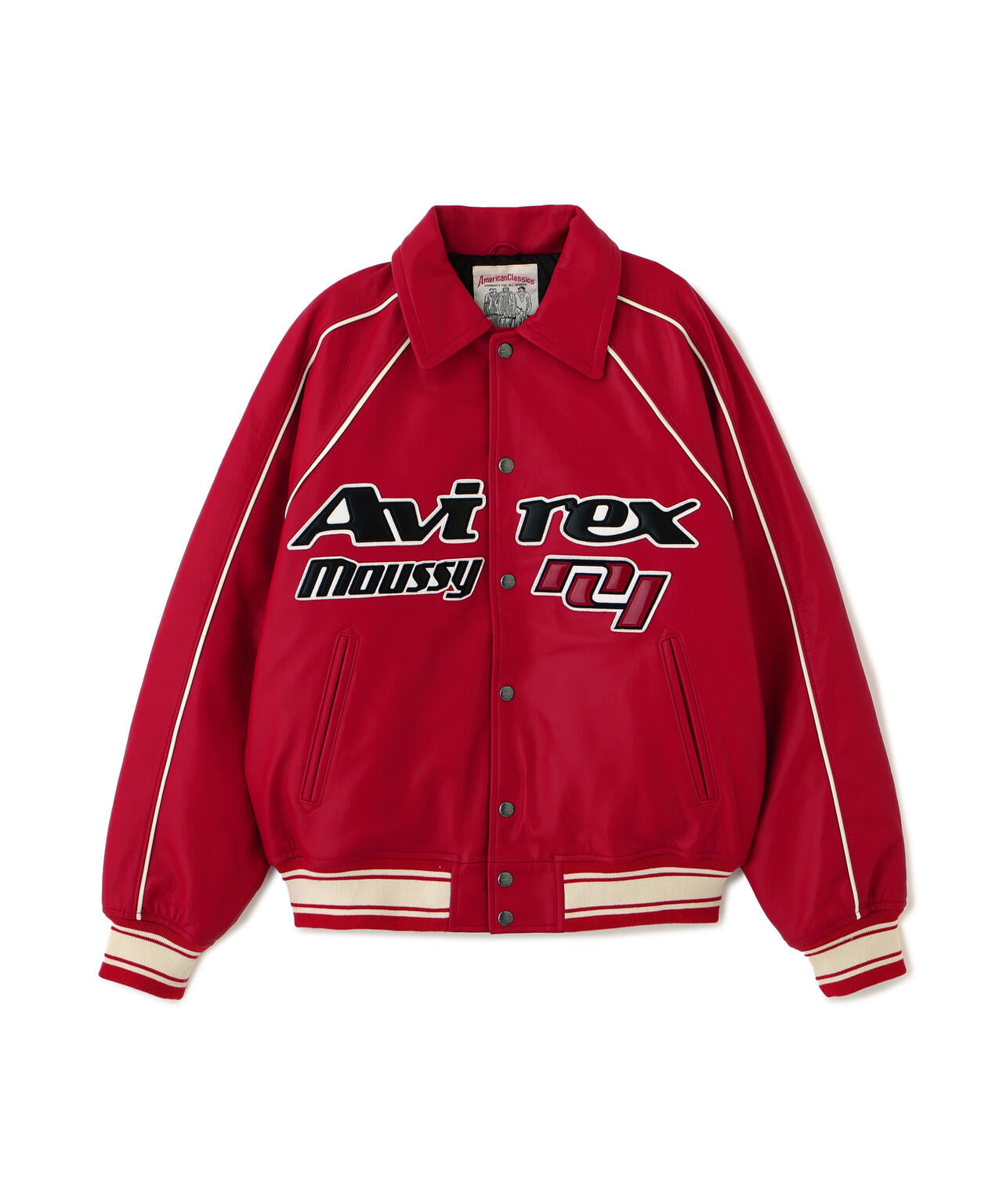 《AVIREX×MOUSSY》LEATHER VARSITY JACKET