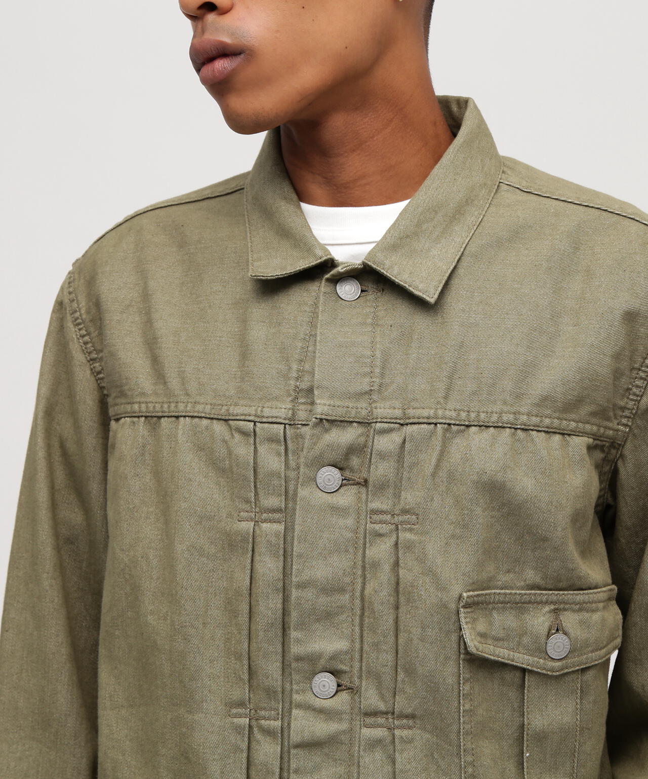 《TFQP by HANDROOM》GREEN SELVEDGE MILITARY DENIM JACKET
