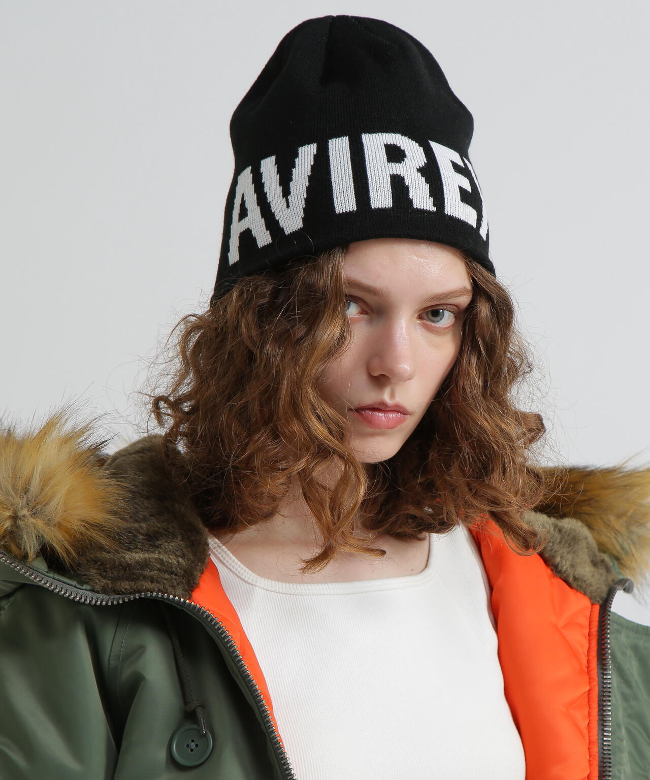 《直営店限定》AVIREX LOGO BEANIE/ロゴ ビーニー/ニットキャップ