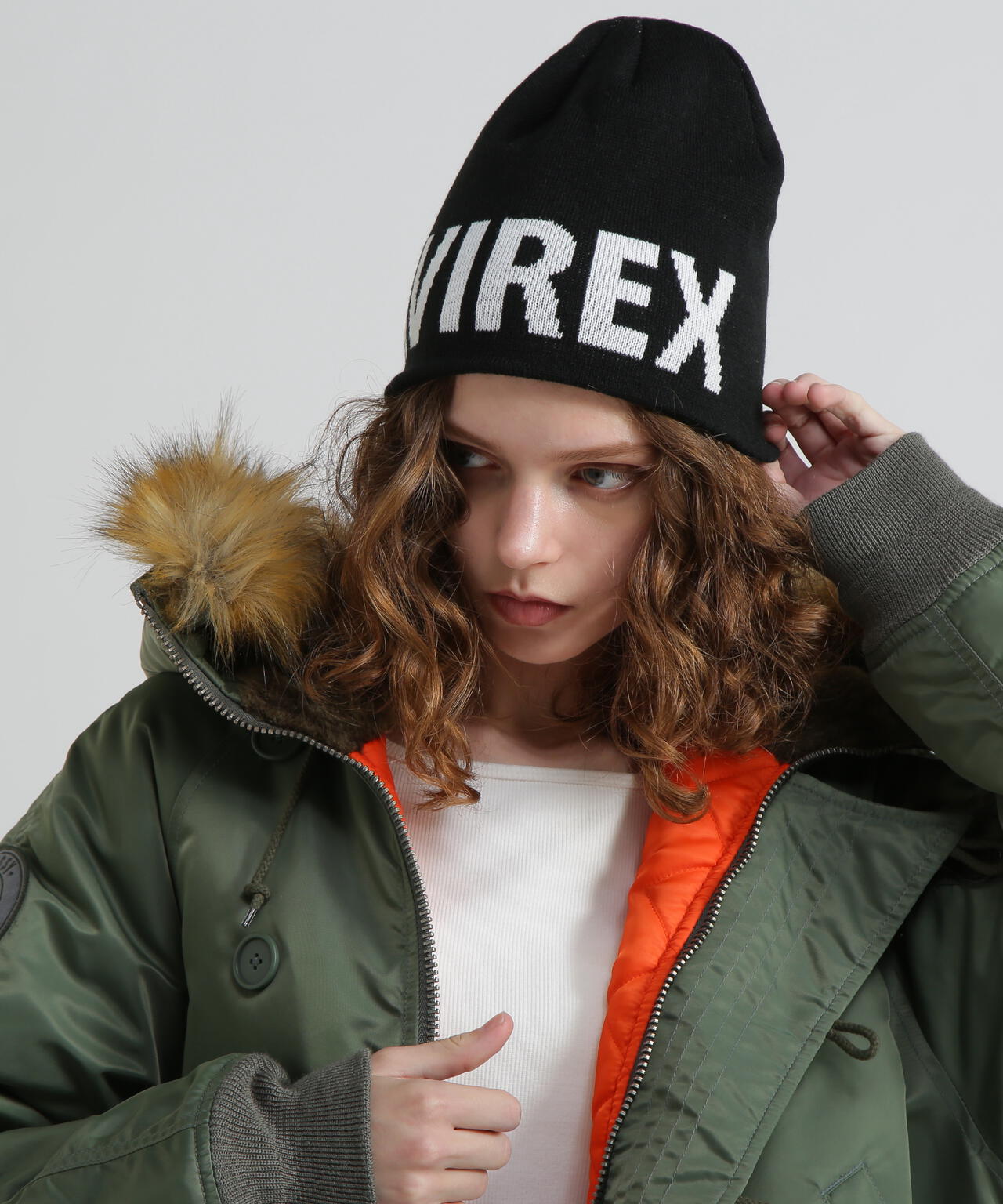 《直営店限定》AVIREX LOGO BEANIE/ロゴ ビーニー/ニットキャップ