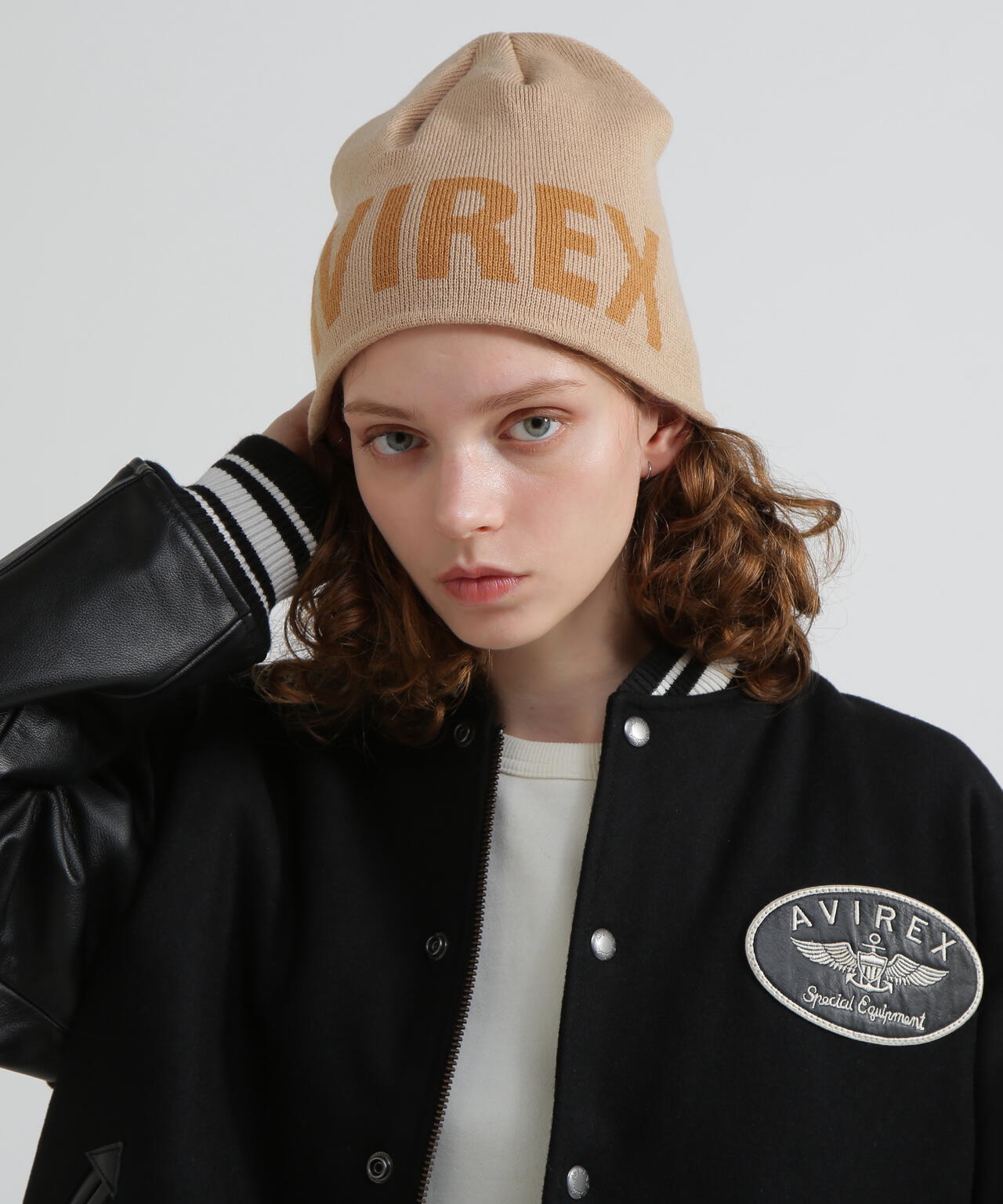 《直営店限定》AVIREX LOGO BEANIE/ロゴ ビーニー/ニットキャップ
