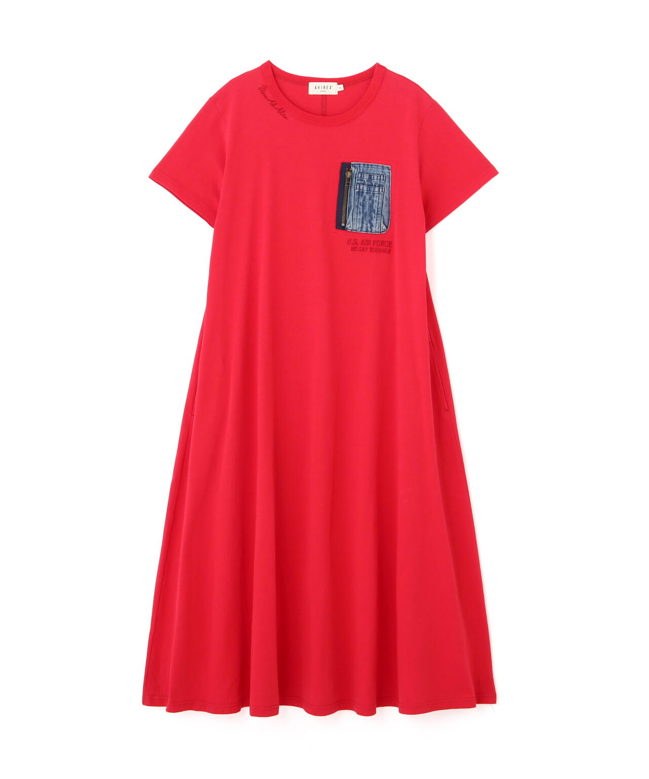 DENIM POCKET FLARE ONEPICE/デニム ポケット フレア ワンピース