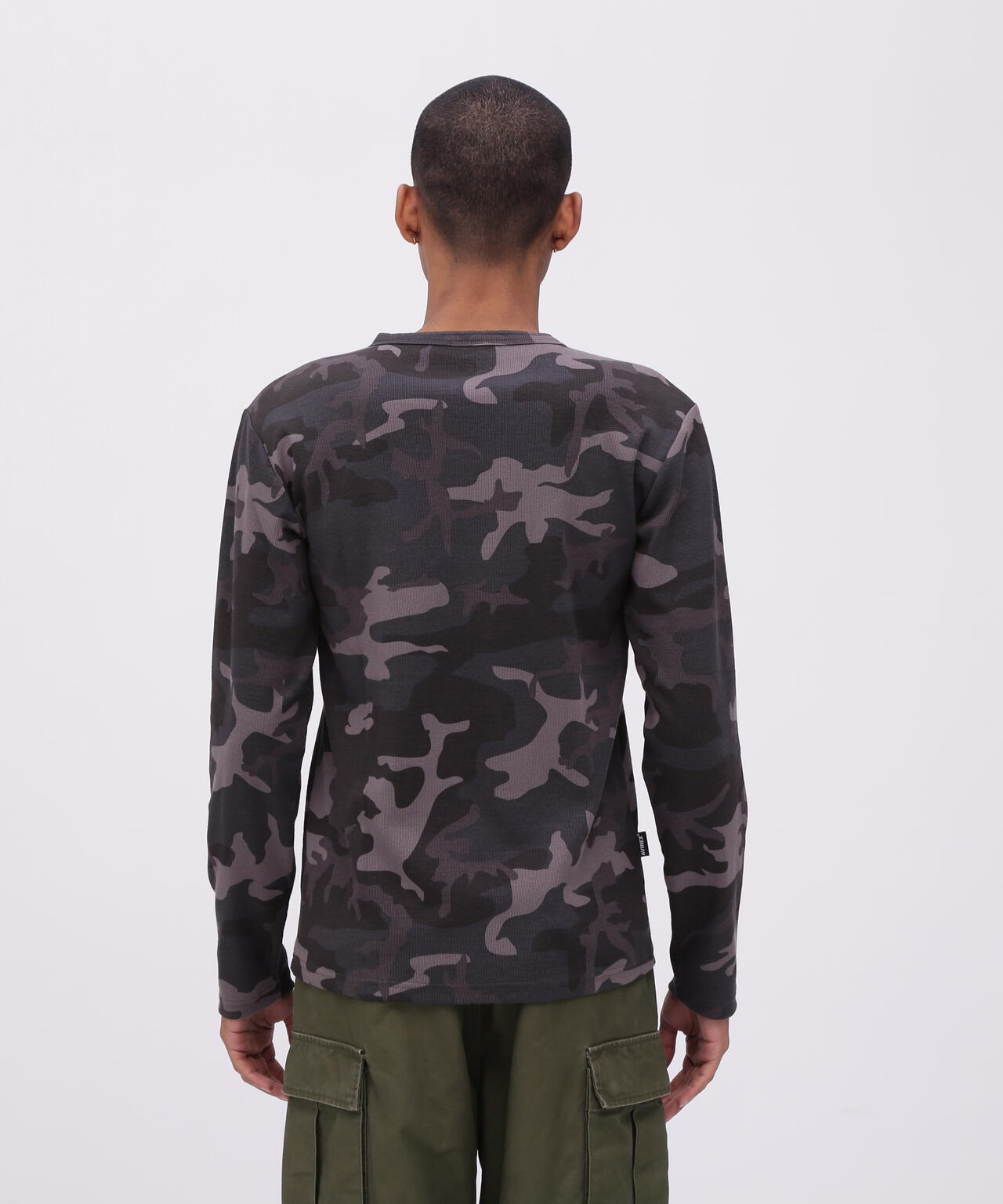 《DAILY/デイリー》RIB LONG SLEEVE HENLEY NECK T-SHIRT ”CAMOUFLAGE”