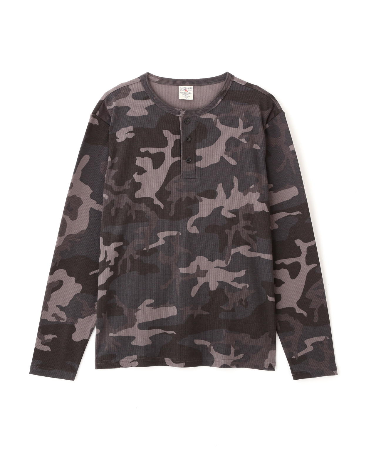 《DAILY/デイリー》RIB LONG SLEEVE HENLEY NECK T-SHIRT ”CAMOUFLAGE”