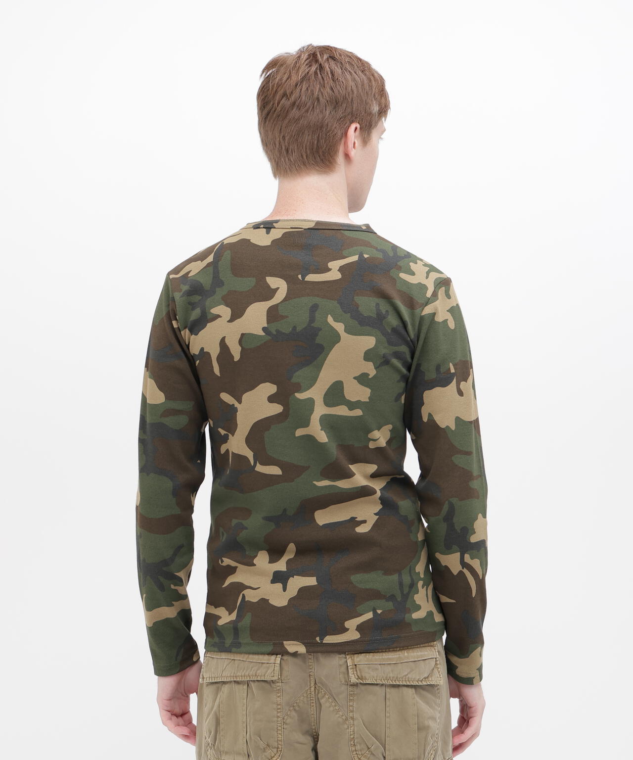 《DAILY/デイリー》RIB LONG SLEEVE HENLEY NECK T-SHIRT ”CAMOUFLAGE”