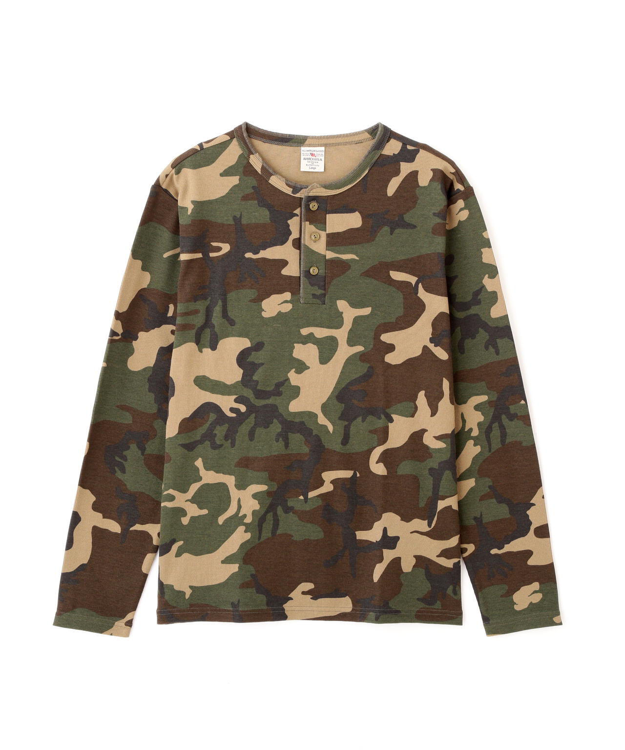 《DAILY/デイリー》RIB LONG SLEEVE HENLEY NECK T-SHIRT ”CAMOUFLAGE”