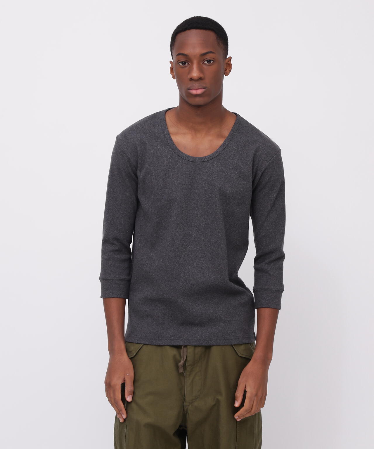 《DAILY/デイリー》2/3 SLEEVE U-NECK T-SHIRT/2/3 スリーブ Uネック Tシャツ