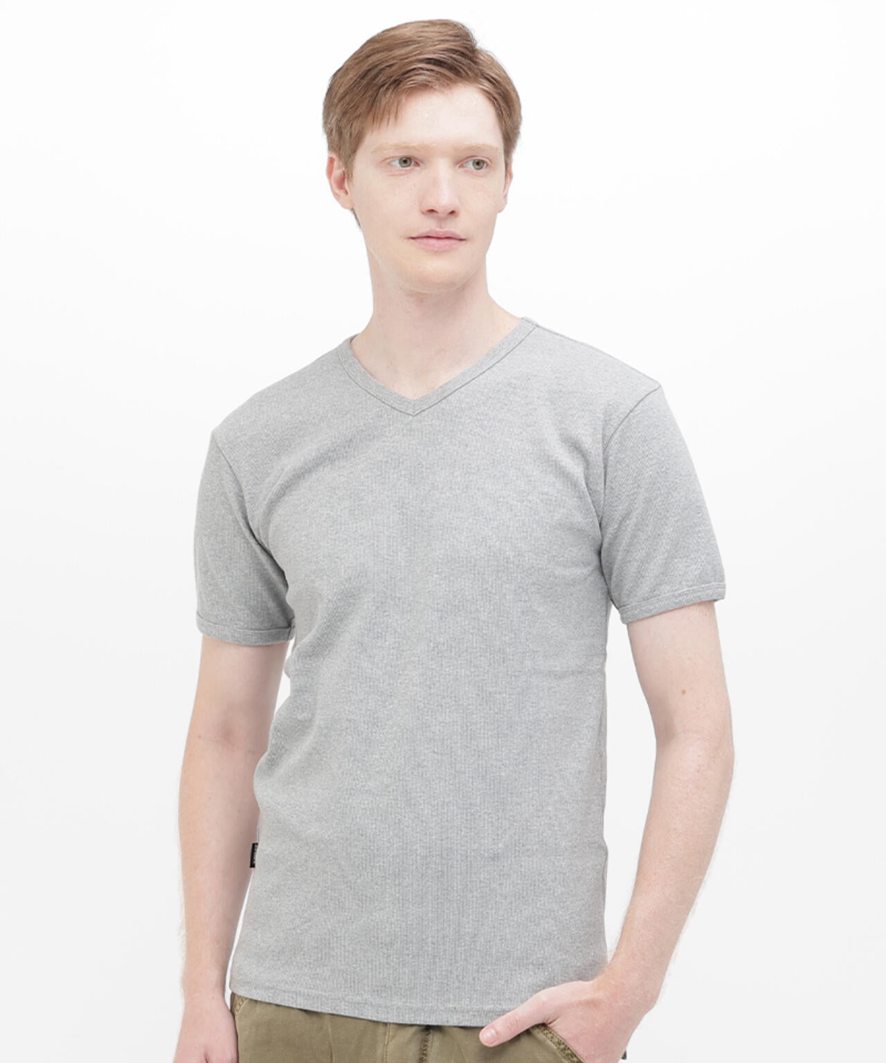 《DAILY/デイリー》RIB S/S V-NECK T-SHIRT/リブ 半袖 ブイネック Tシャツ  デイリーウェア
